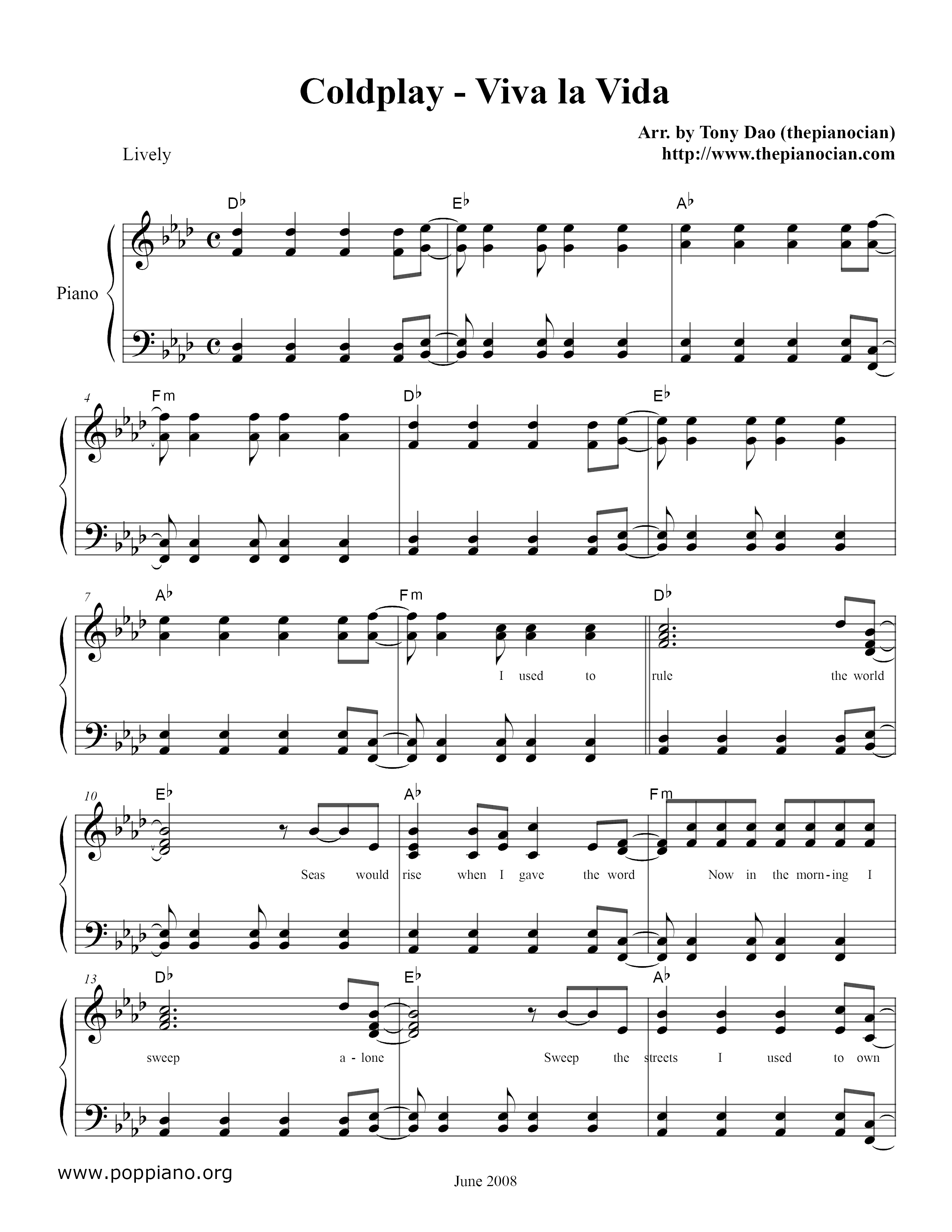 Viva La Vida Score