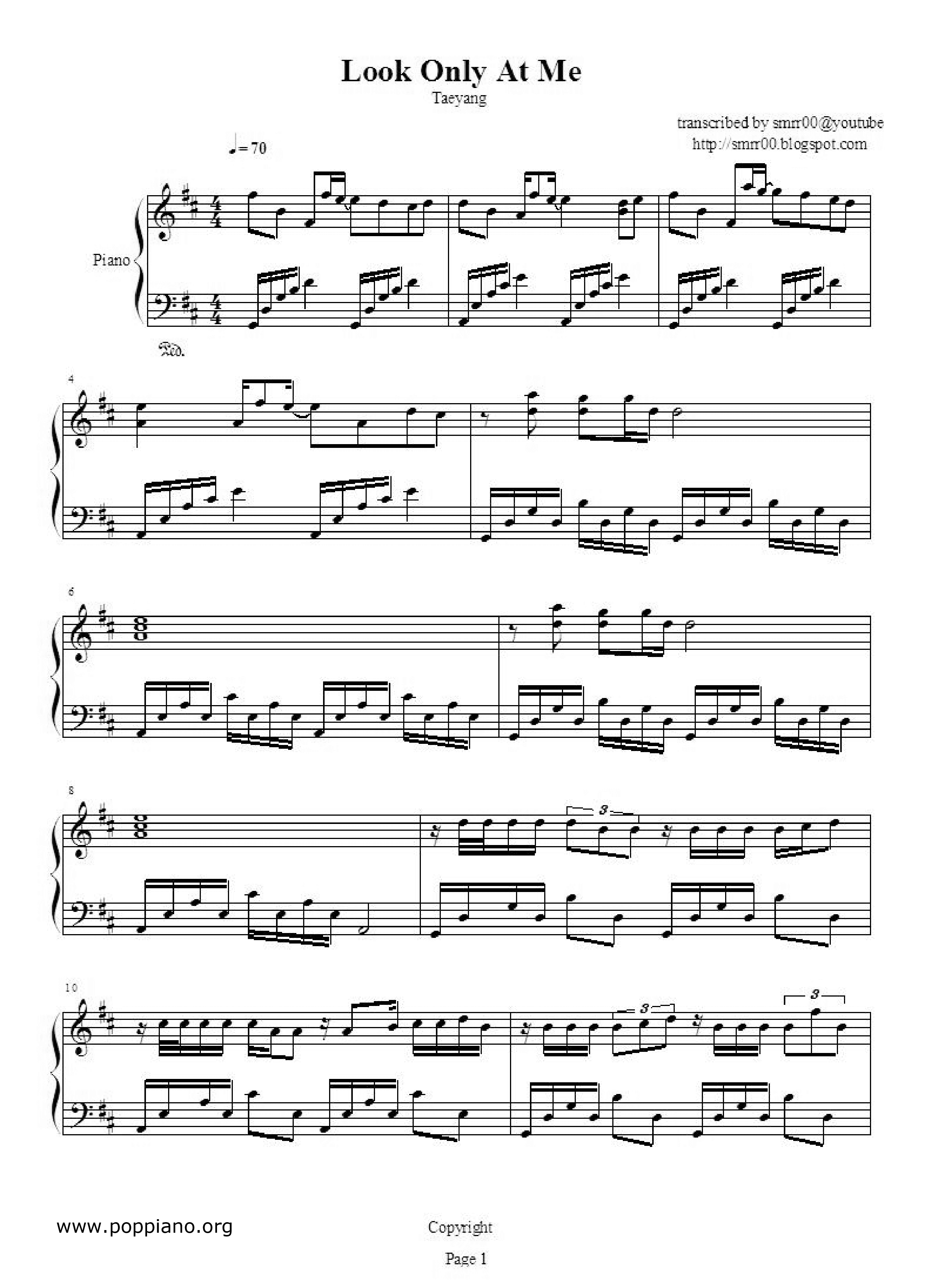 Only Look At Me (나만 바라봐) Score