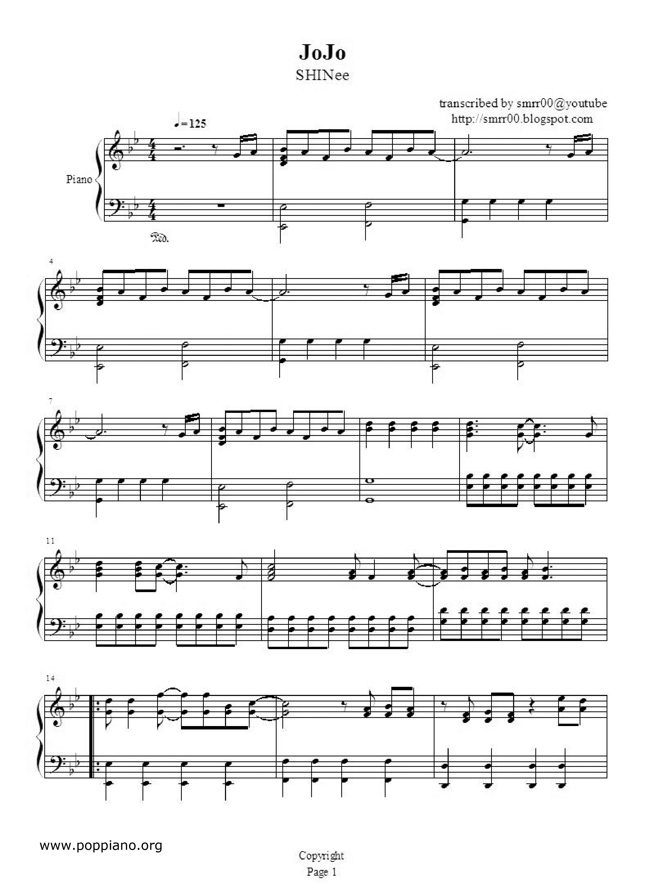 Jojo琴譜