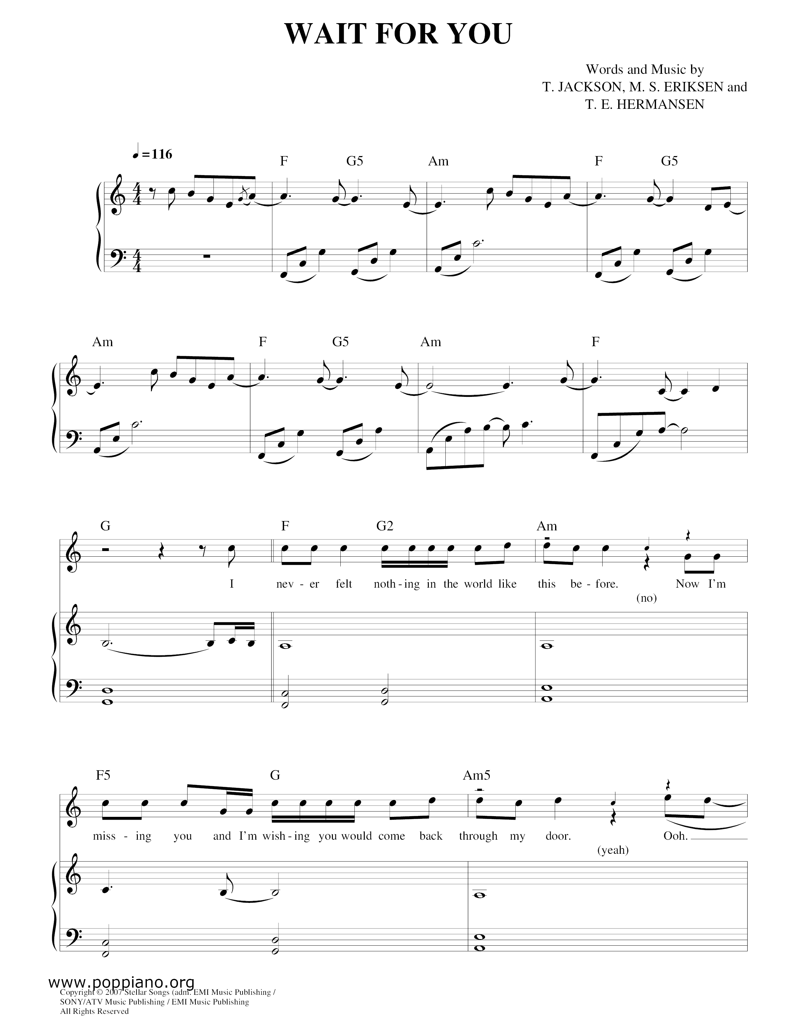 Wait For You Score
