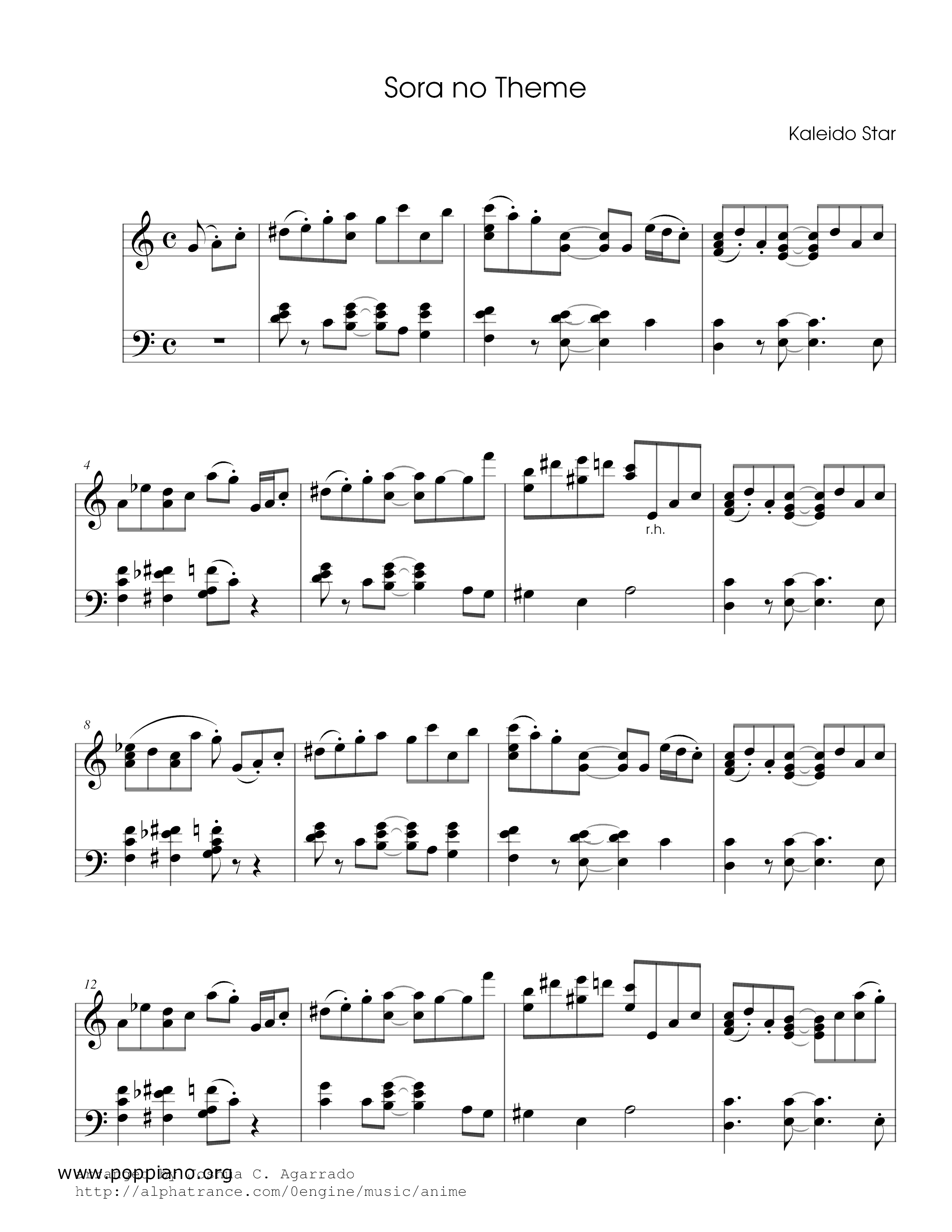 Sora's Theme [Kaleido Star]ピアノ譜