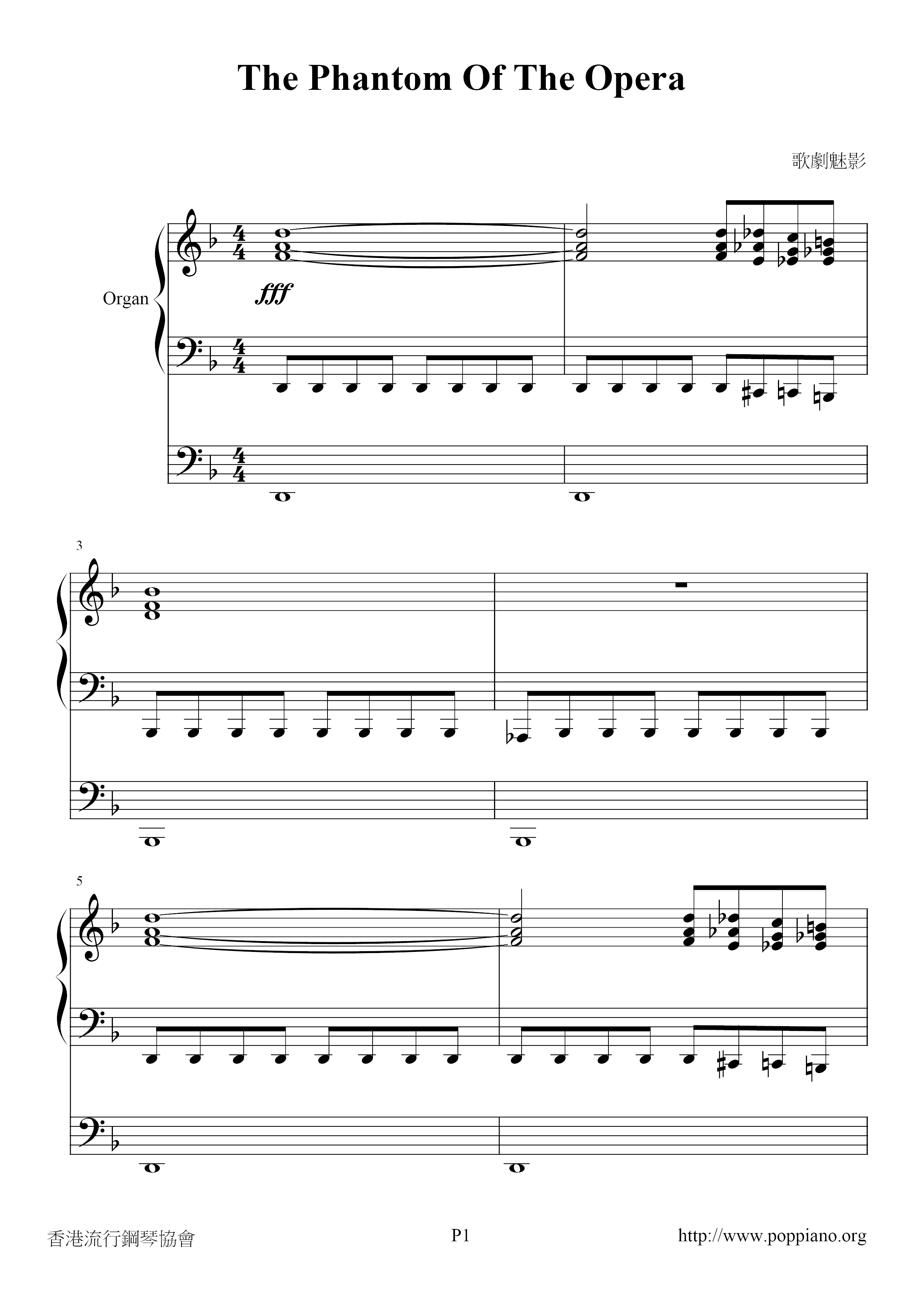 The Phantom Of The Opera Score