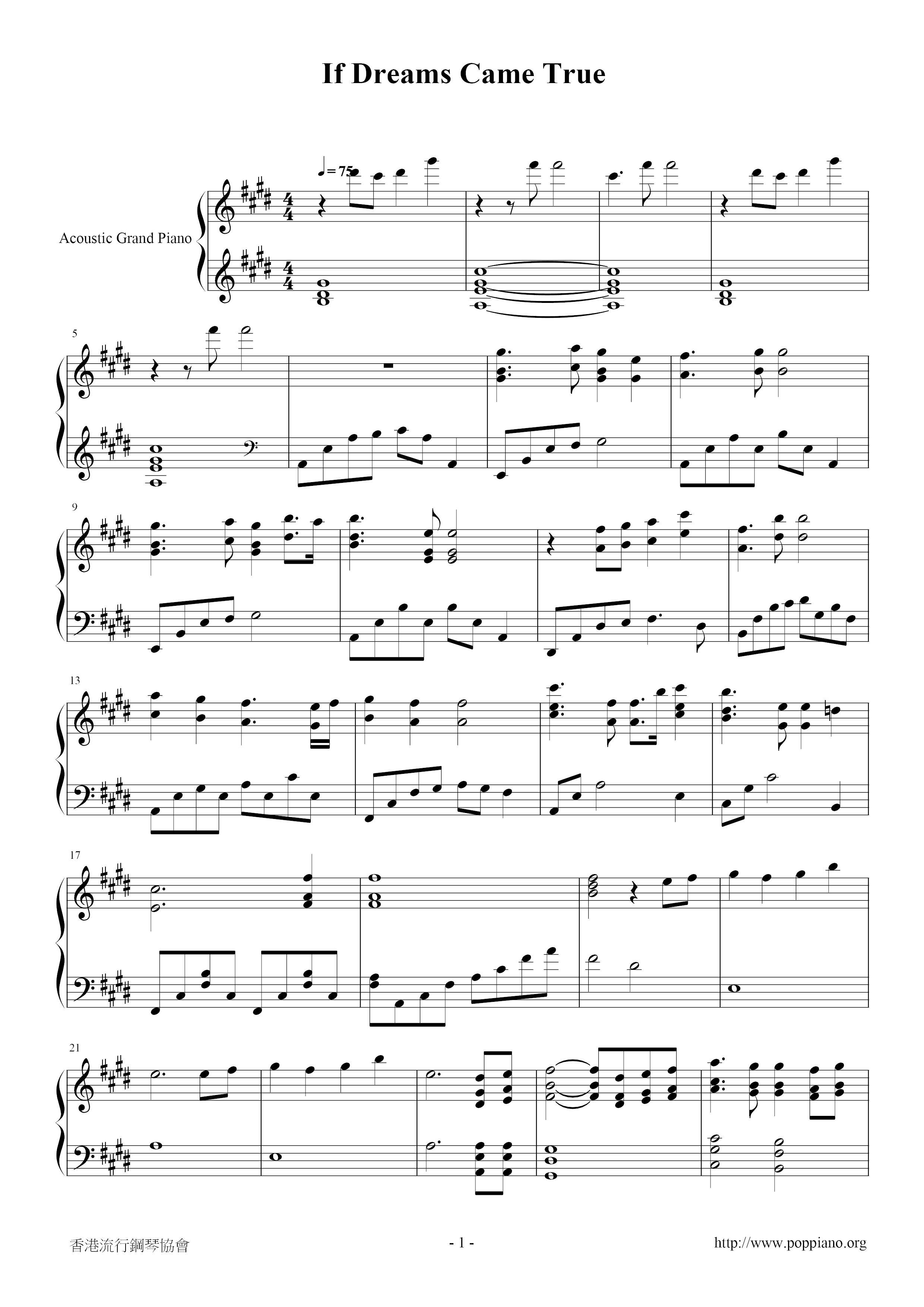 If Dreams Came True Score