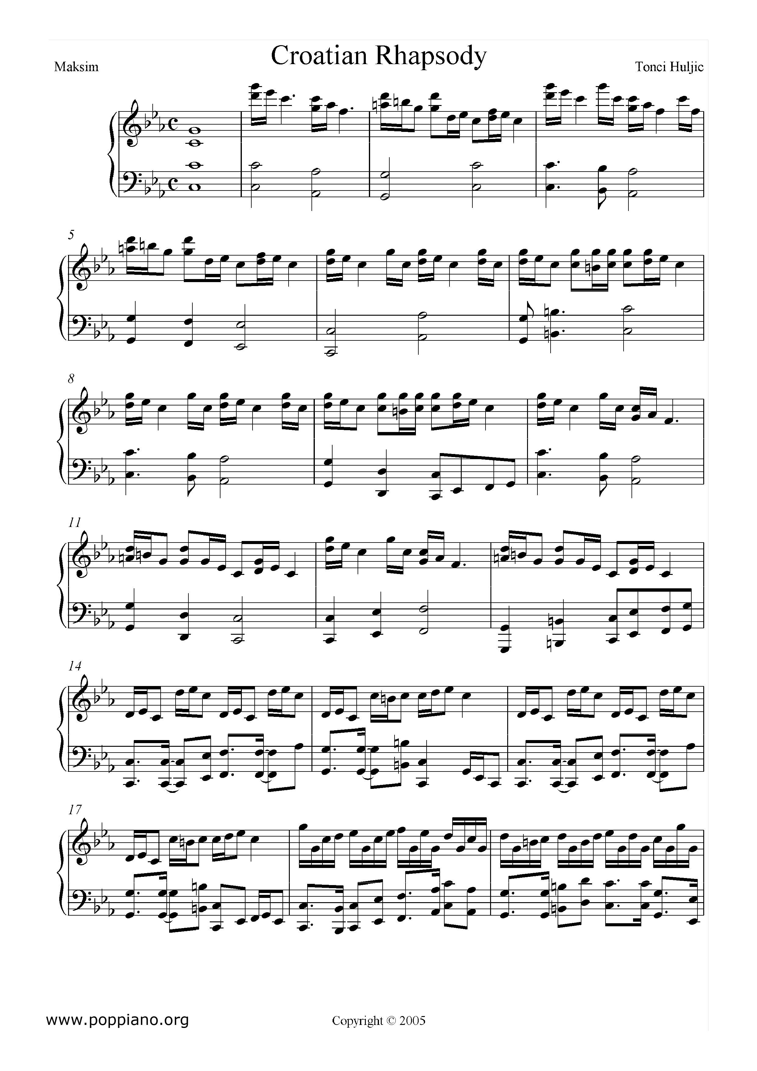 Croatian Rhapsody Score