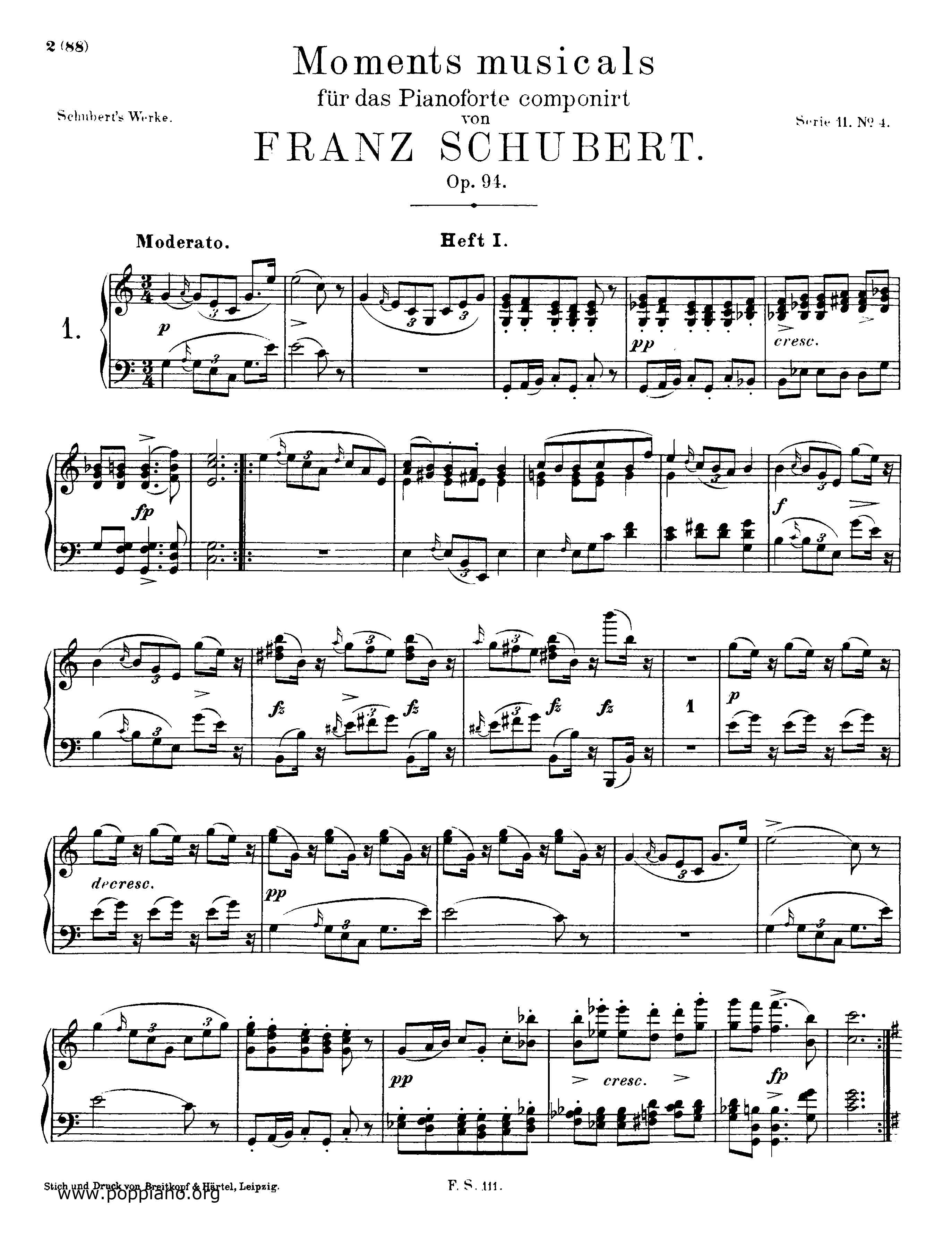 6 Moments musicaux, D.780 (Op.94)琴谱