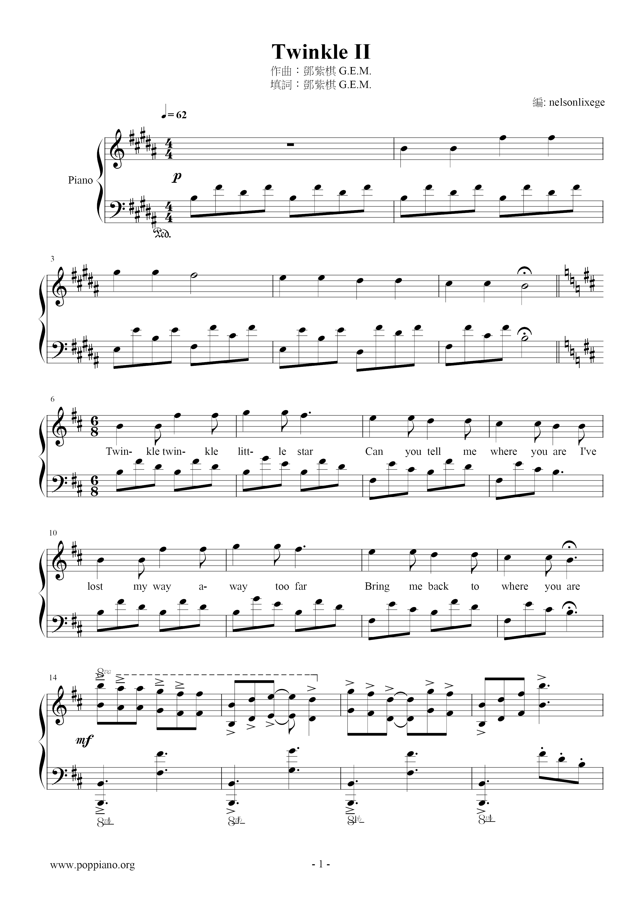 Twinkle II Score