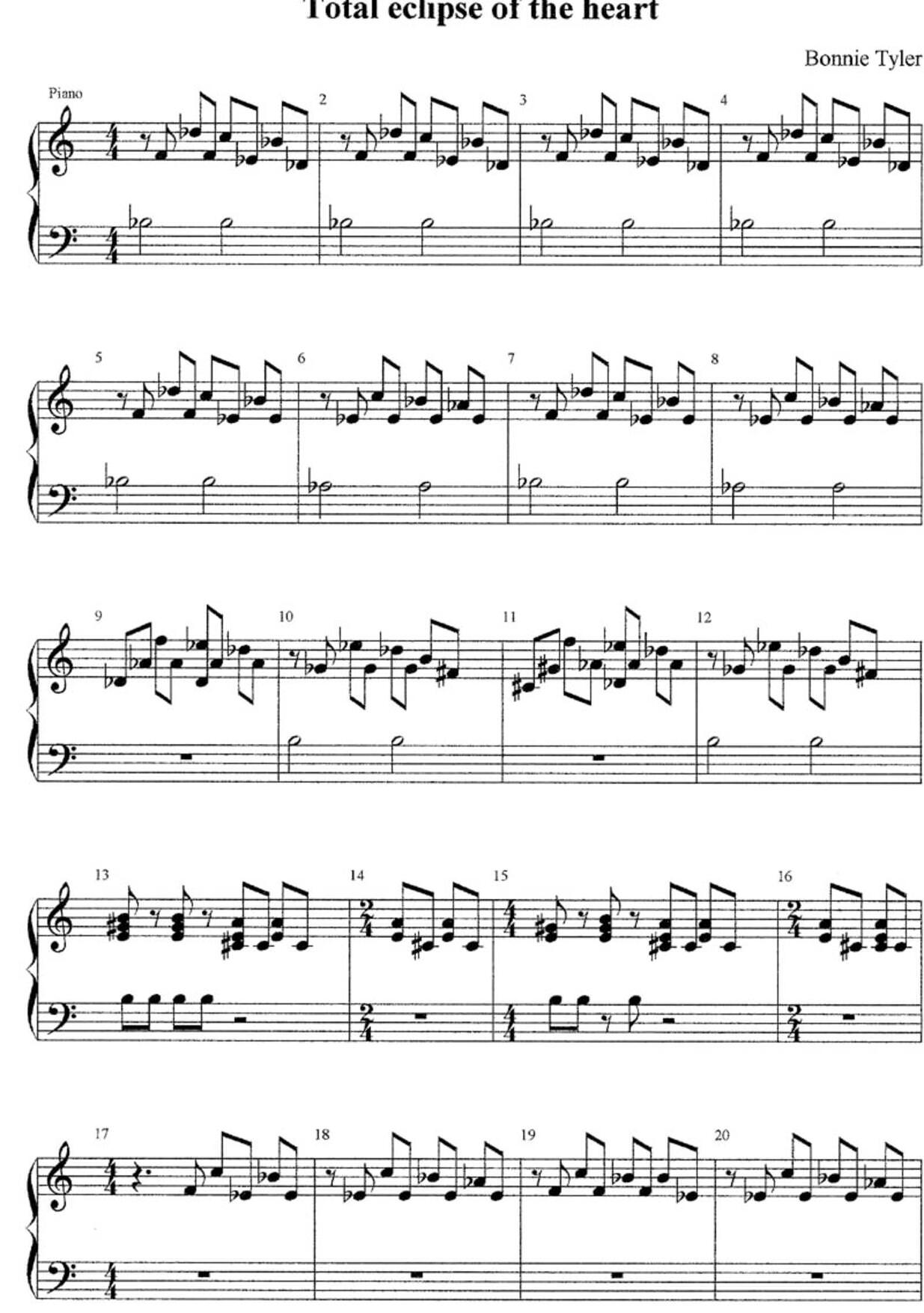 Total Eclipse Of The Heart Score