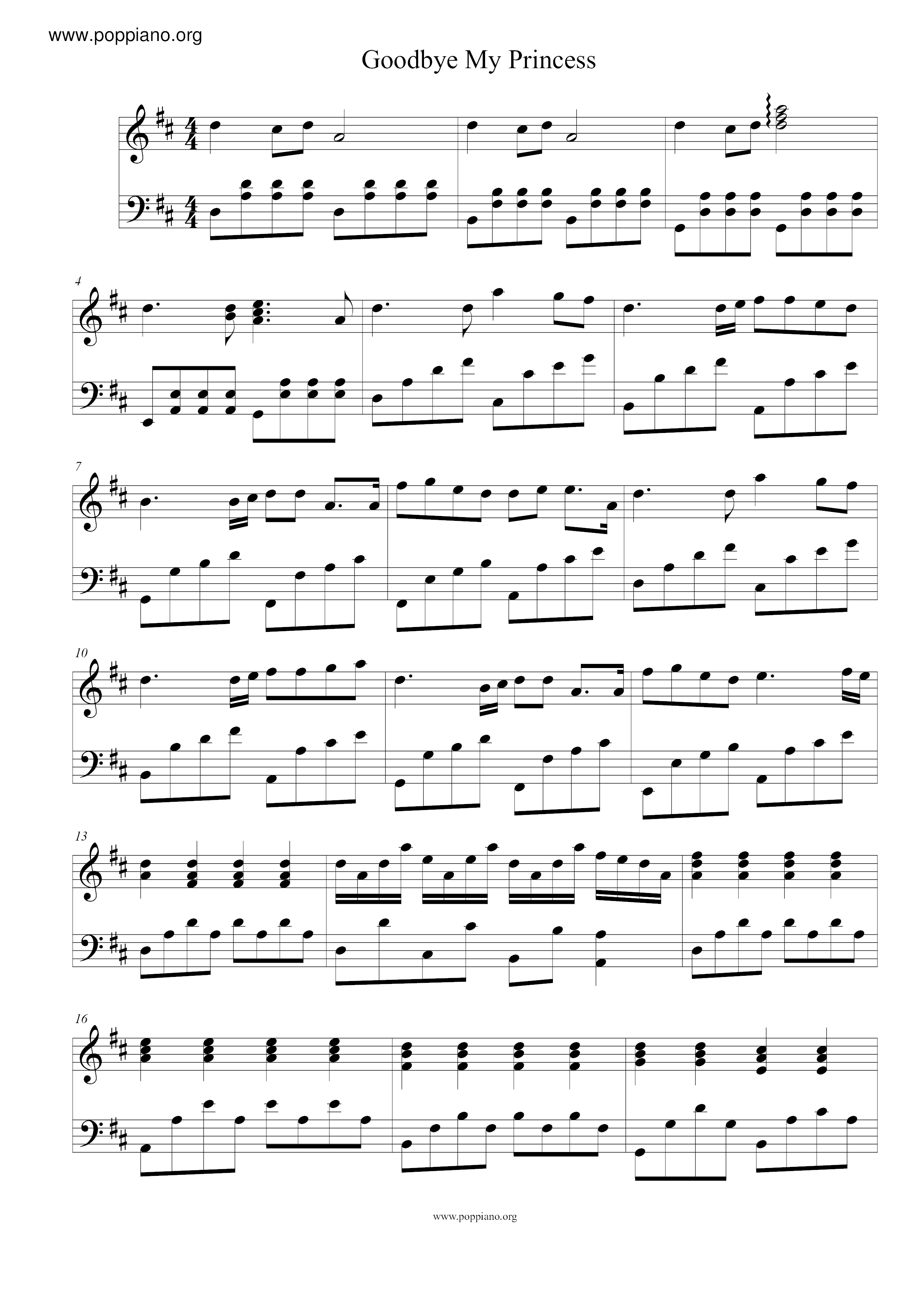 Goodbye my Princess Score