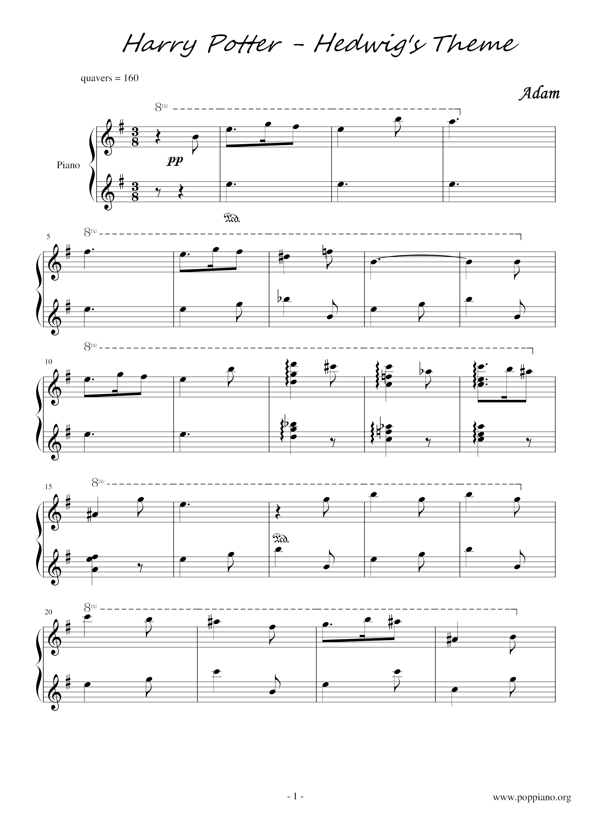 Hedwig's theme clearance simple piano