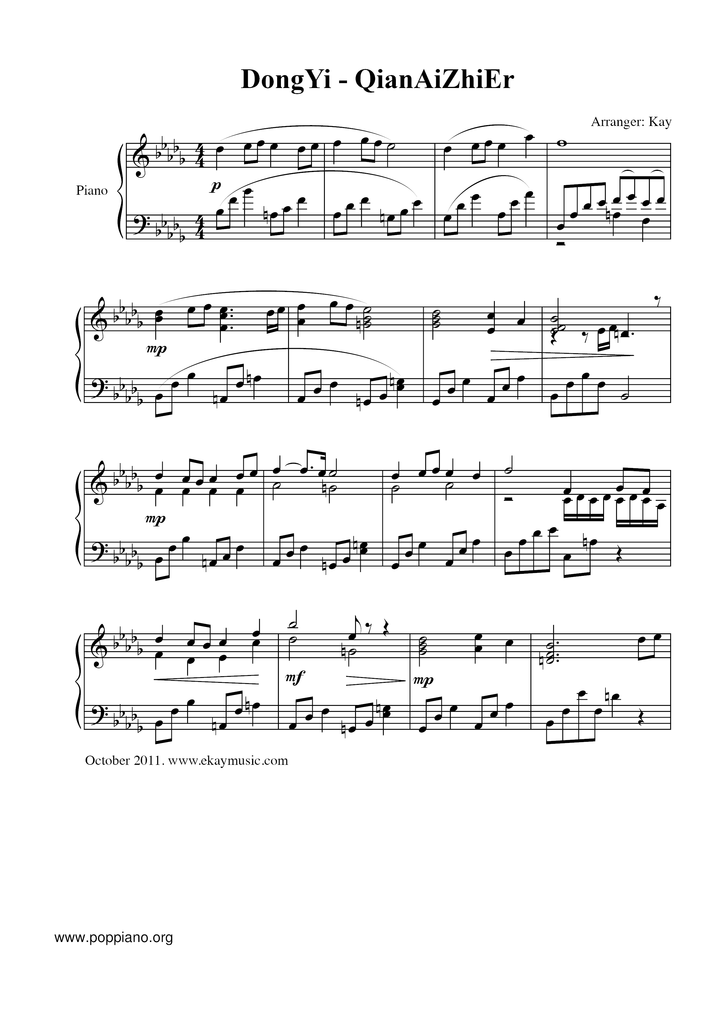 Tongyi Episode (Qian Aizhier) Score