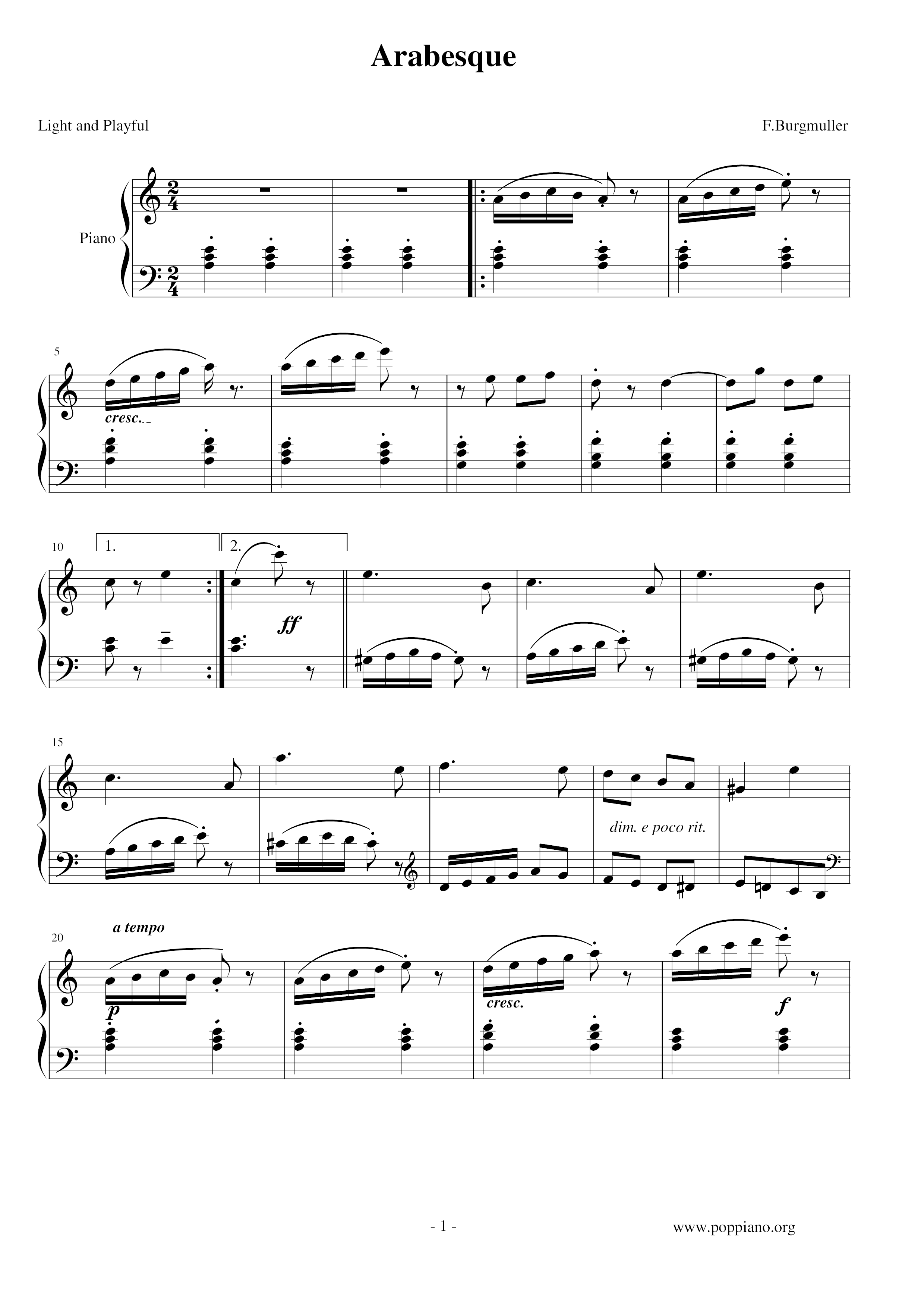Arabesque琴譜