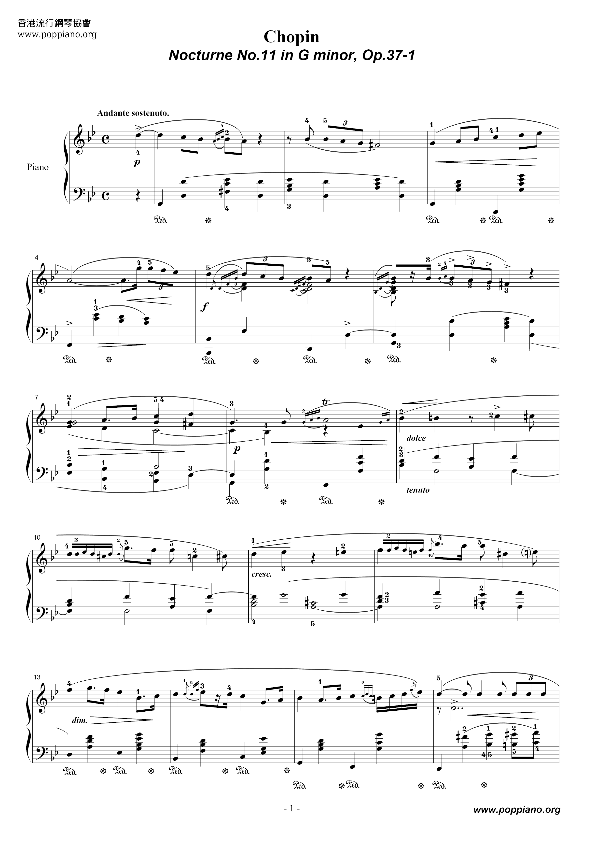 Nocturne No. 11琴谱