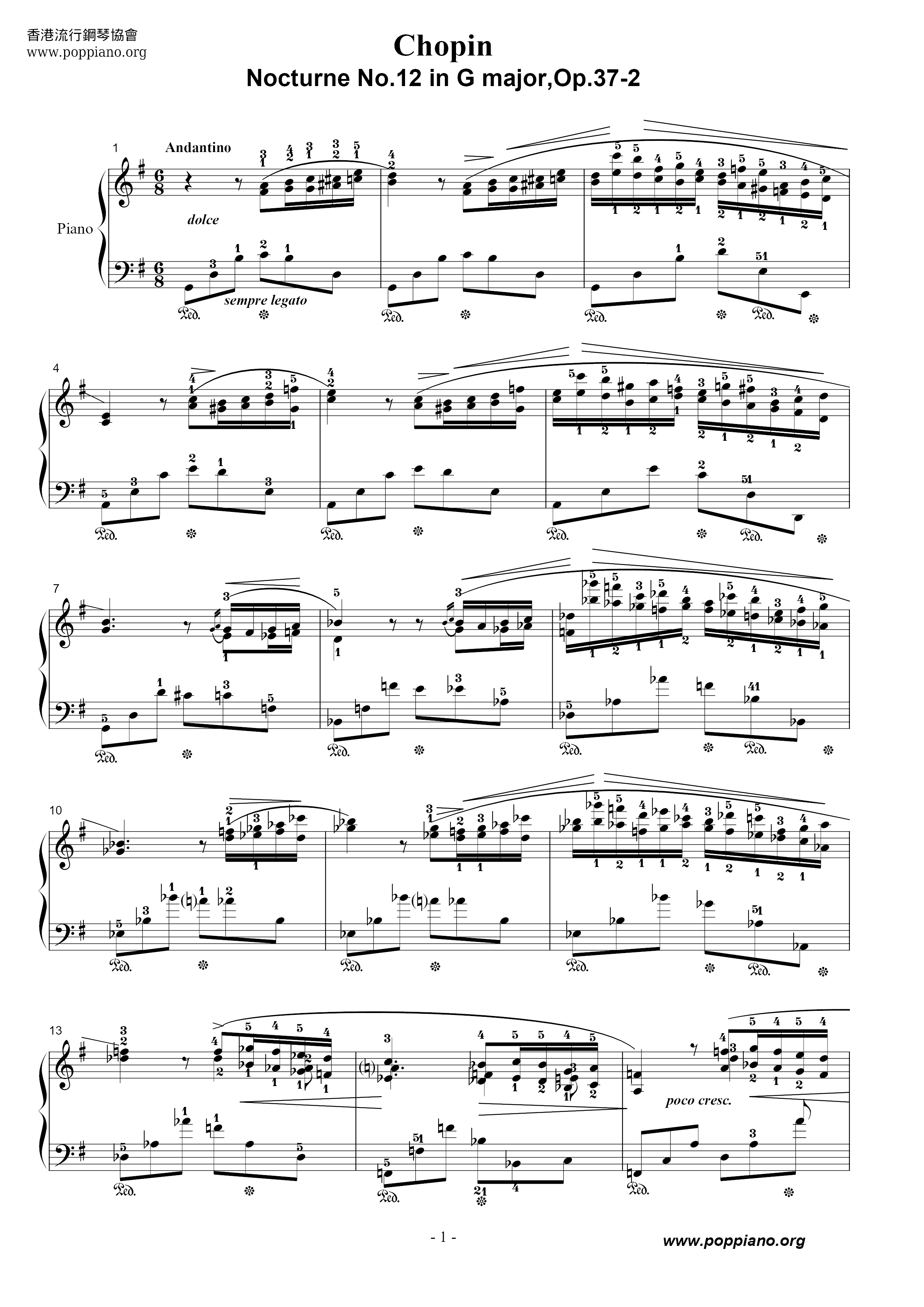 Nocturne No. 12ピアノ譜