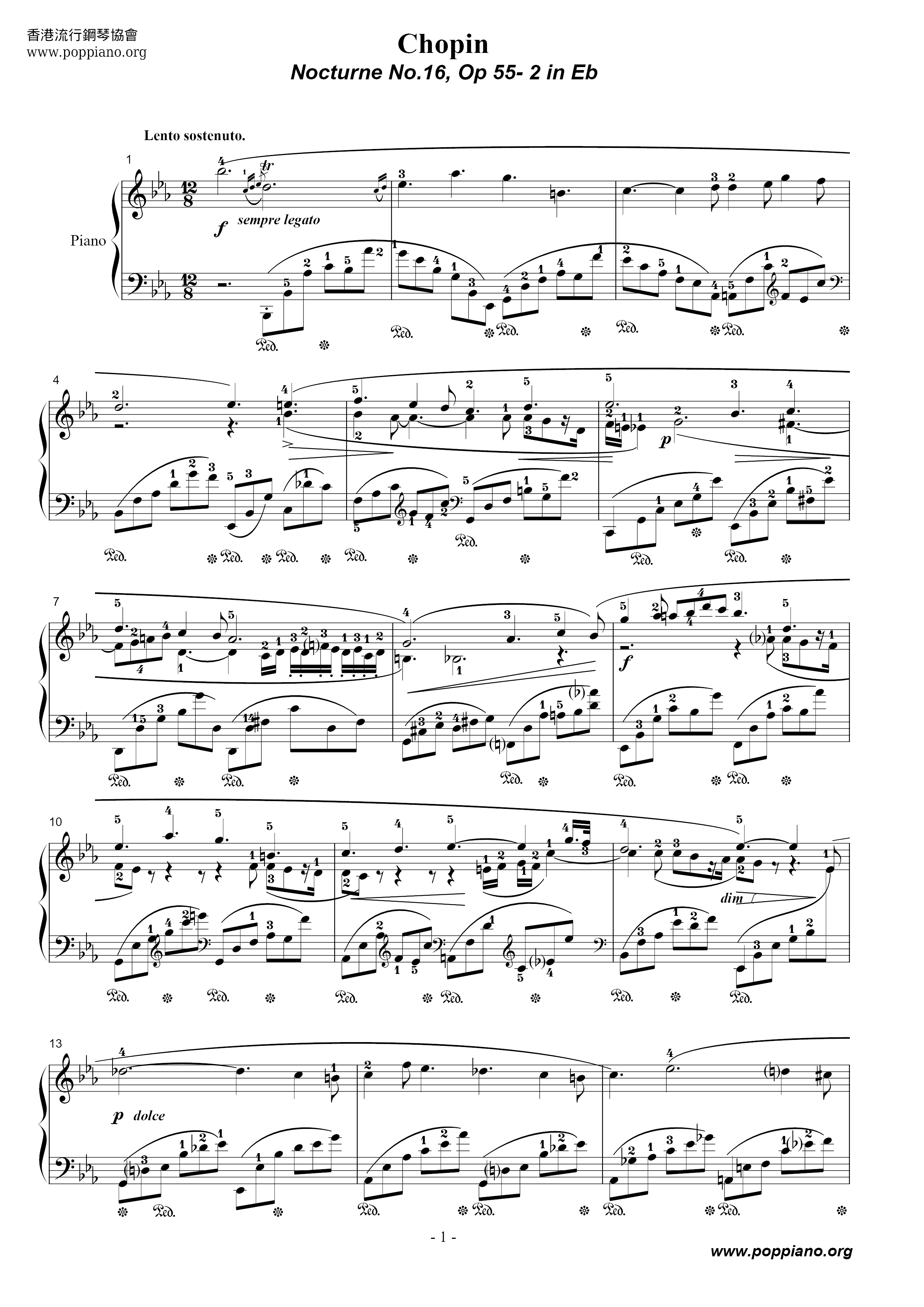 Nocturne No. 16琴谱