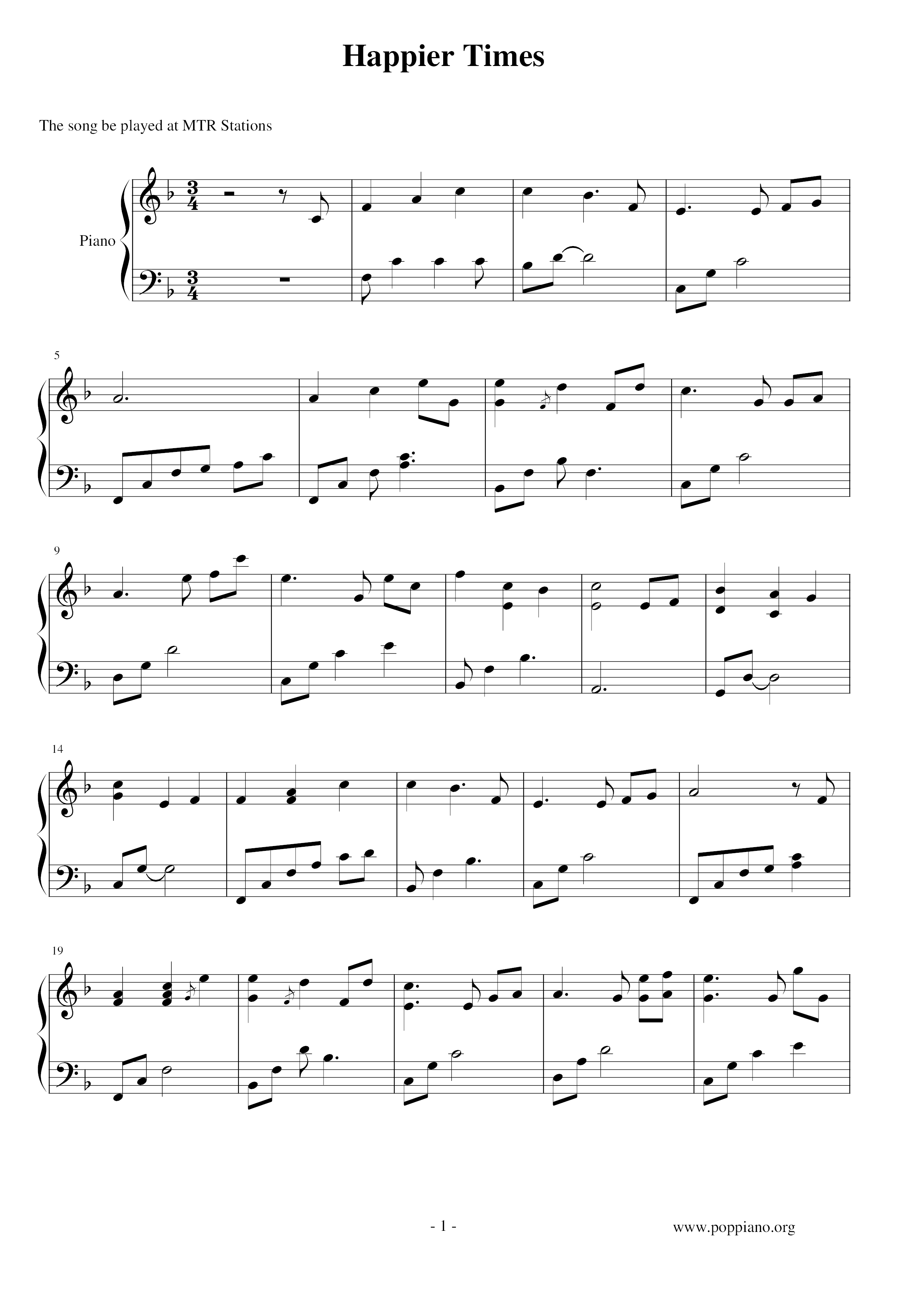 Happier Times (MTR MTR) Score