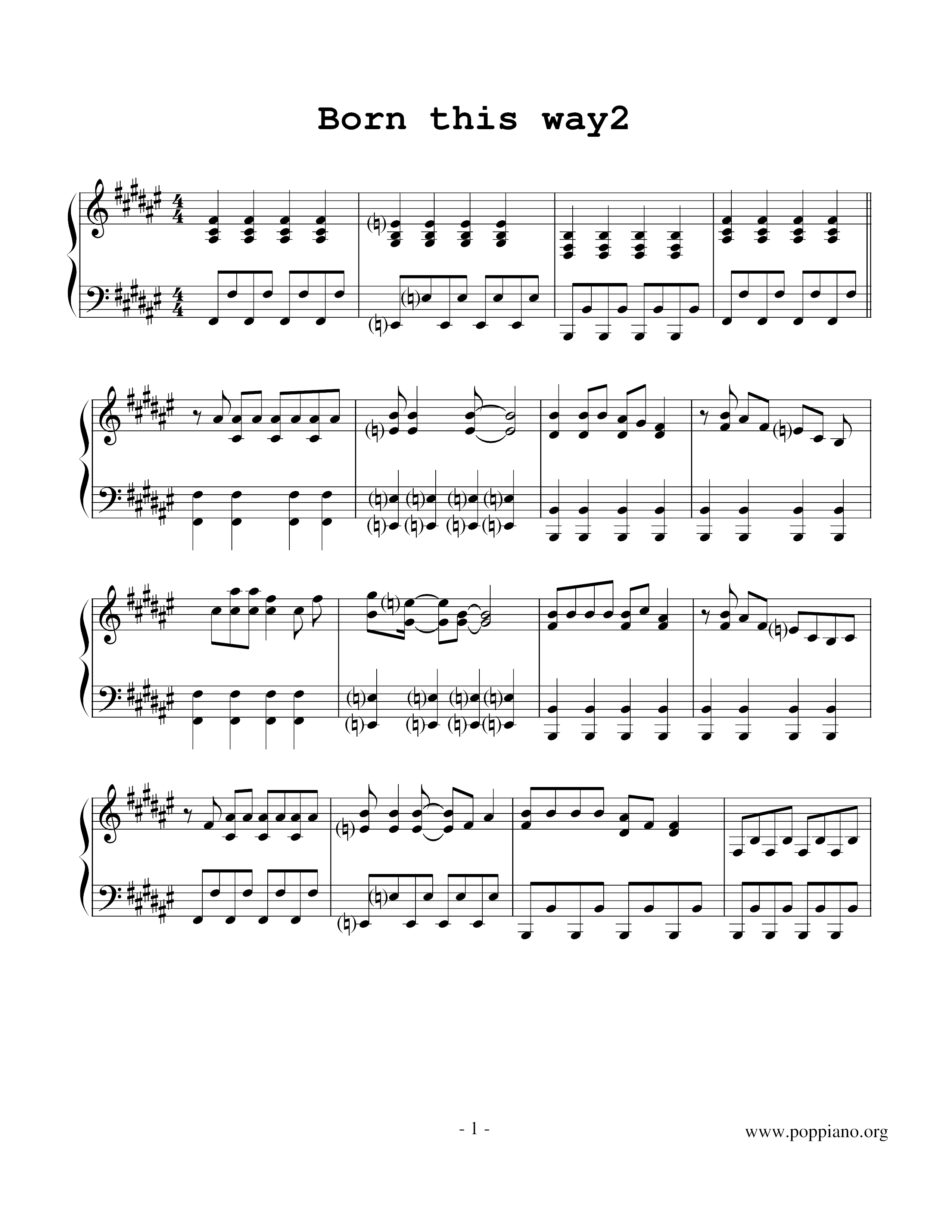 Born This Way Score