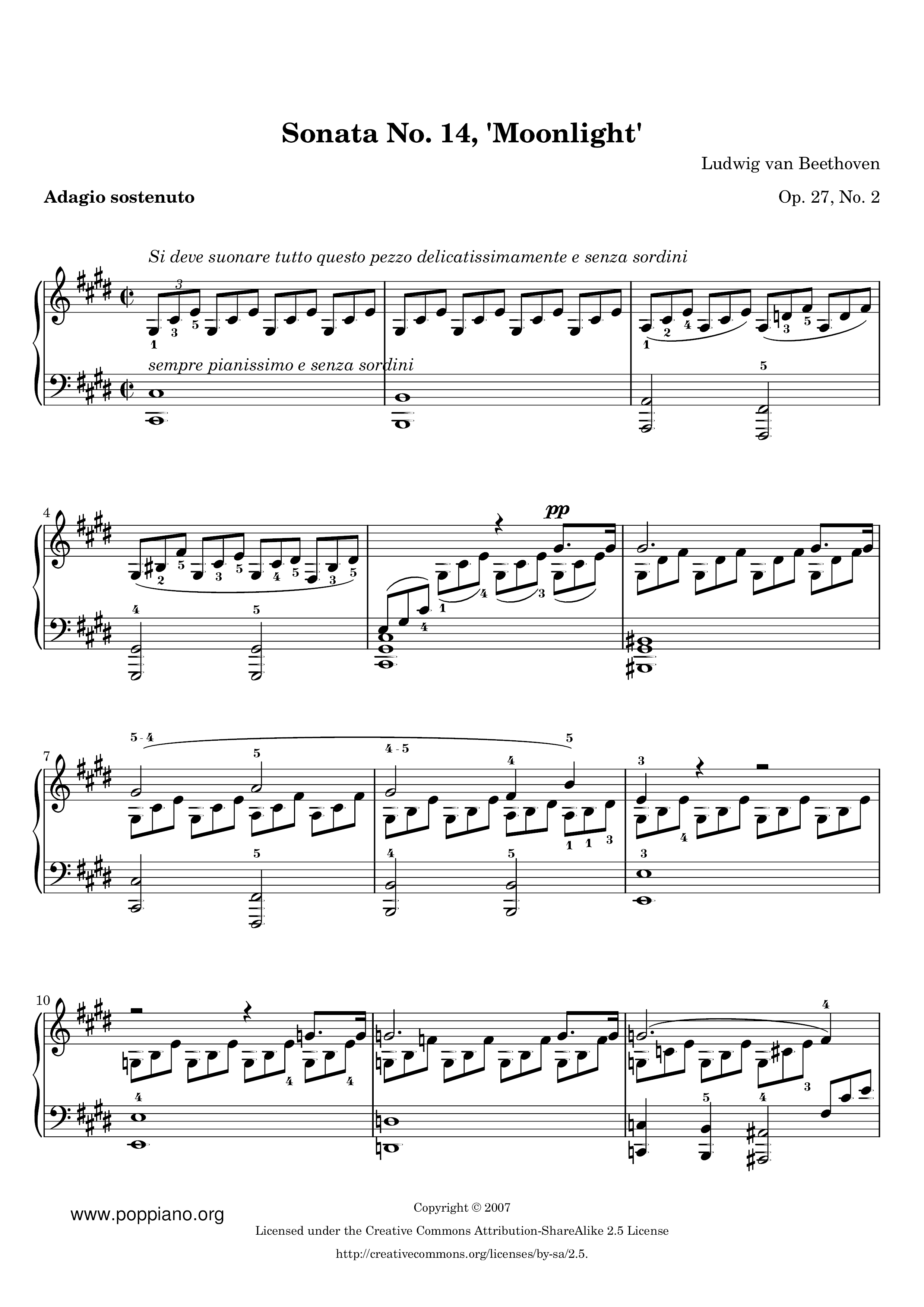 Moonlight Sonata Op.27 No.2 Mov 1 Score