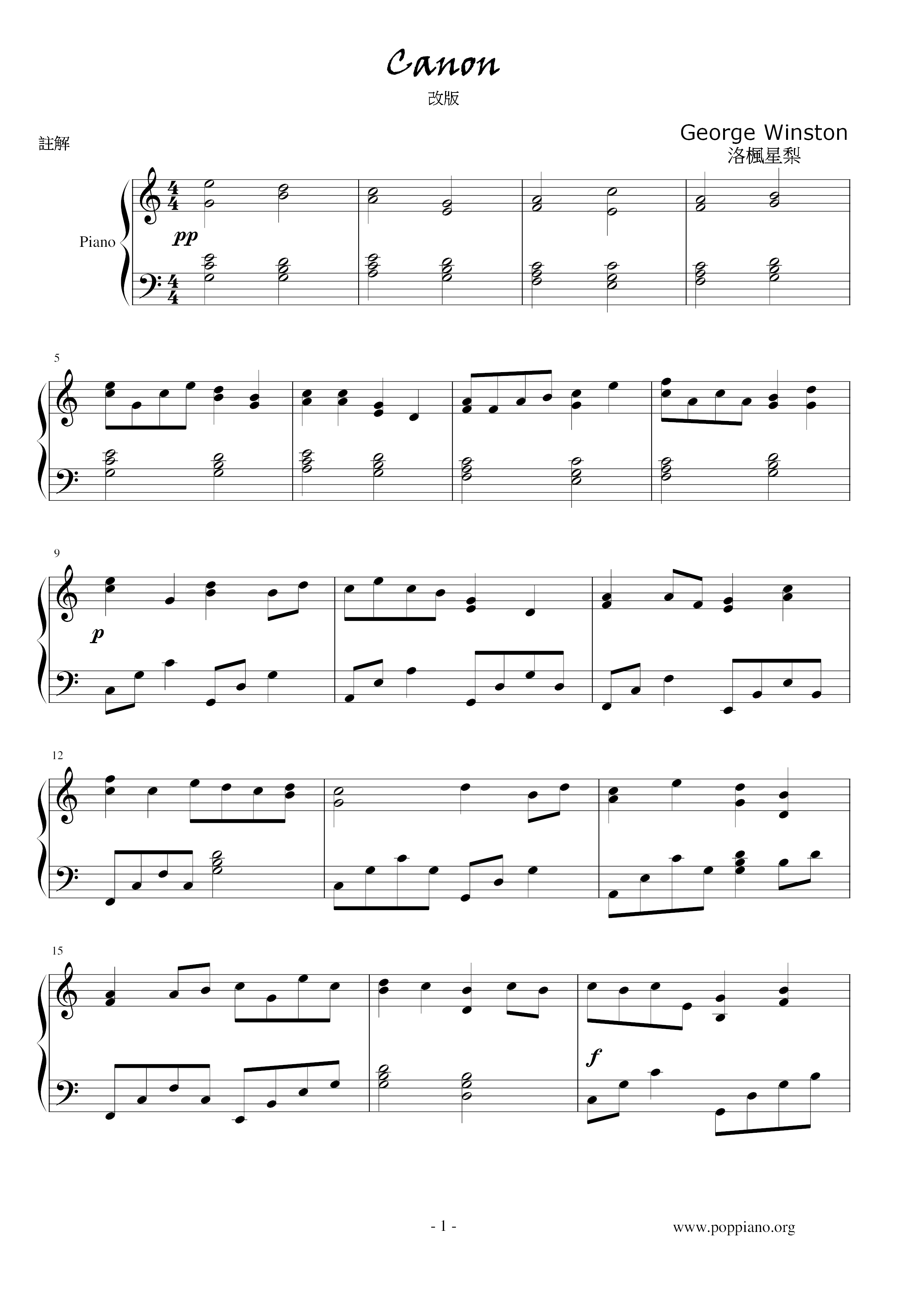 Variations On The Canon Score