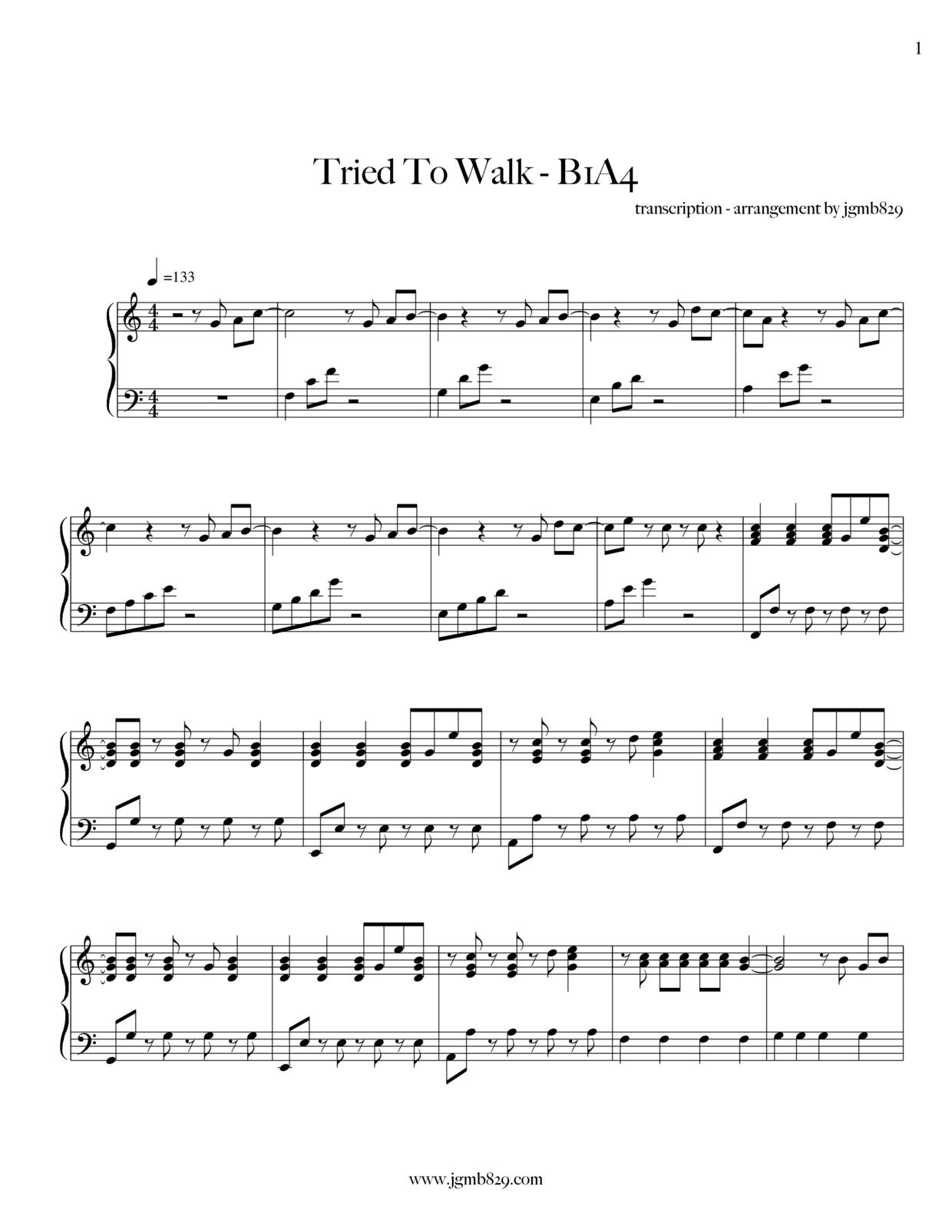 Tried To Walkピアノ譜