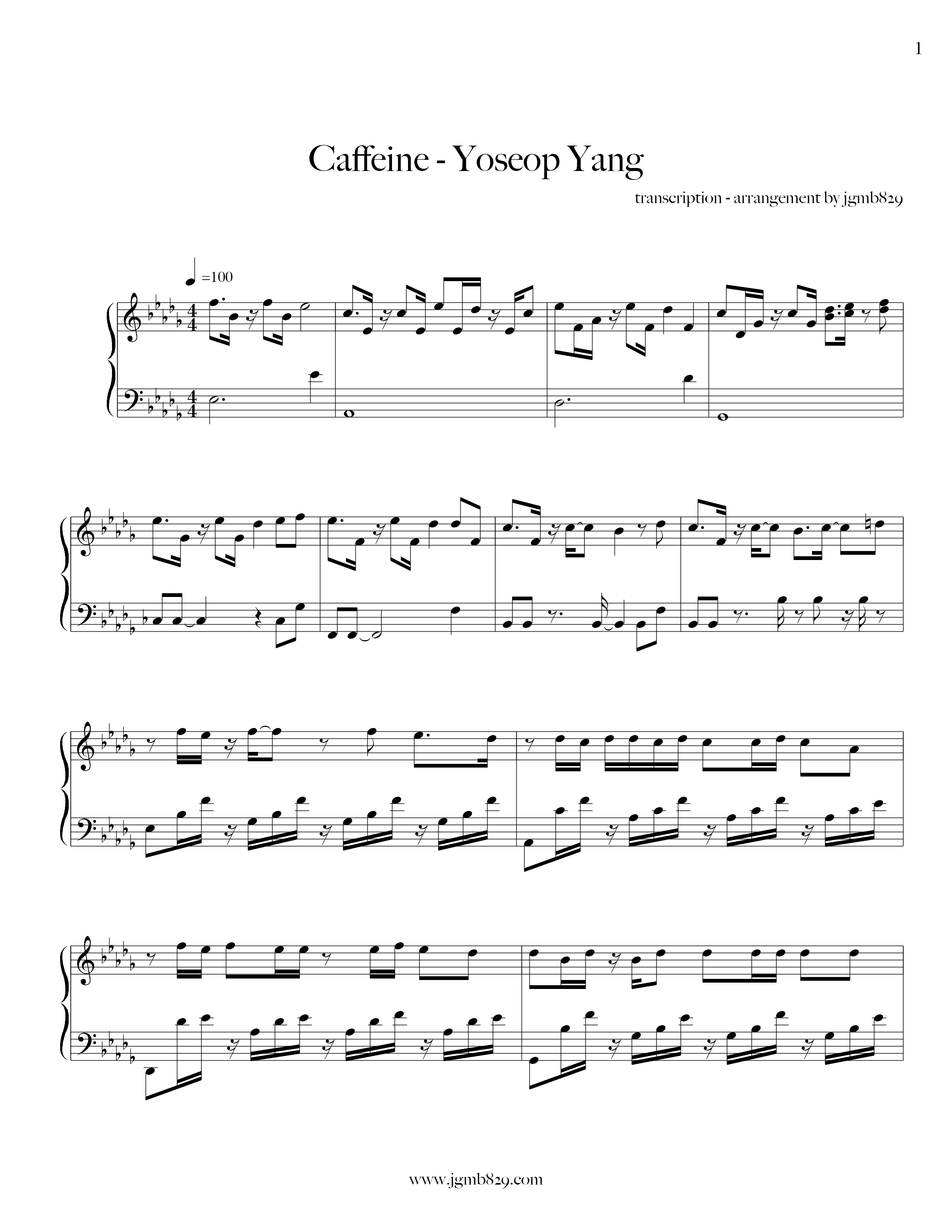 Caffeineピアノ譜