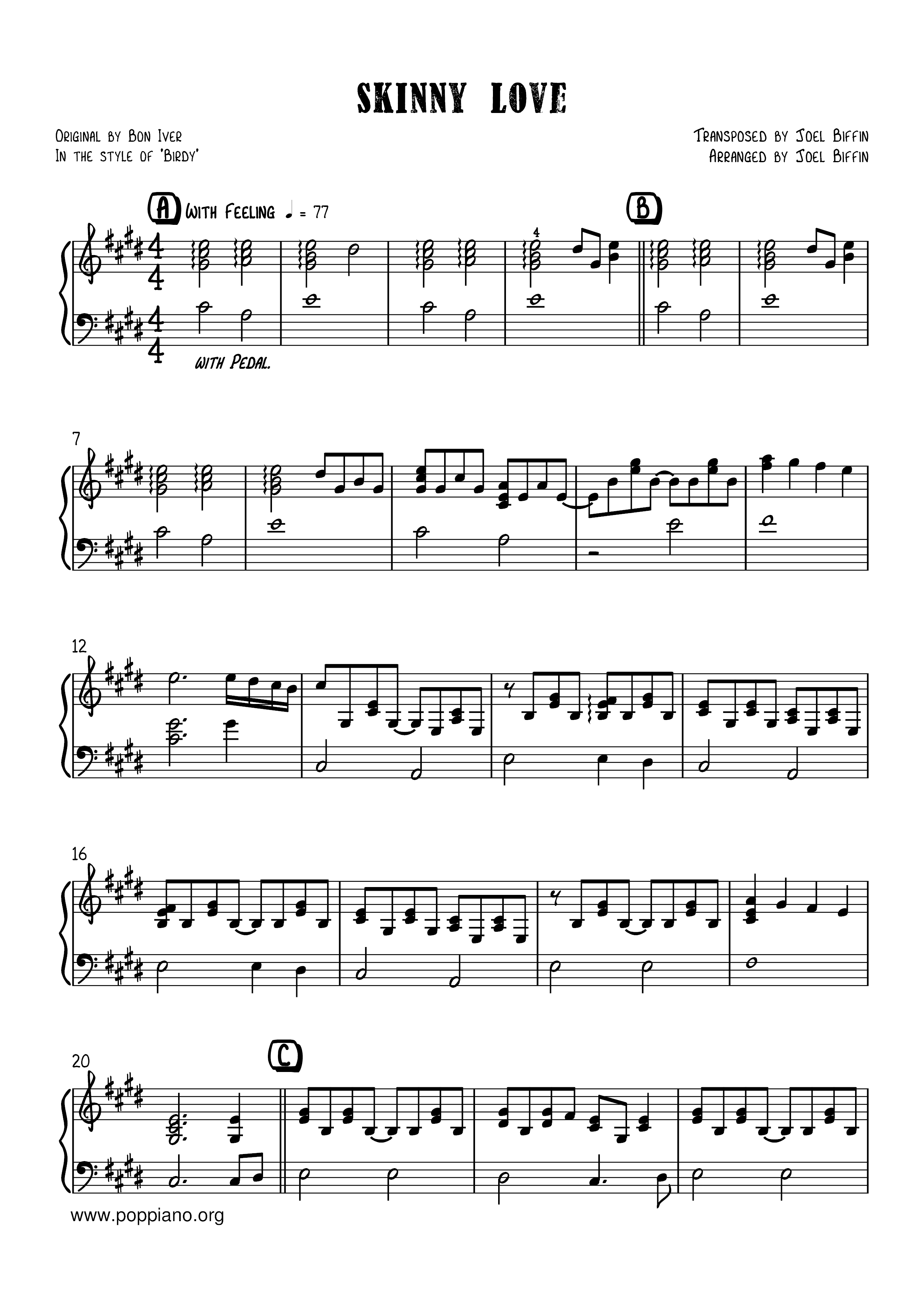 Skinny Love Score