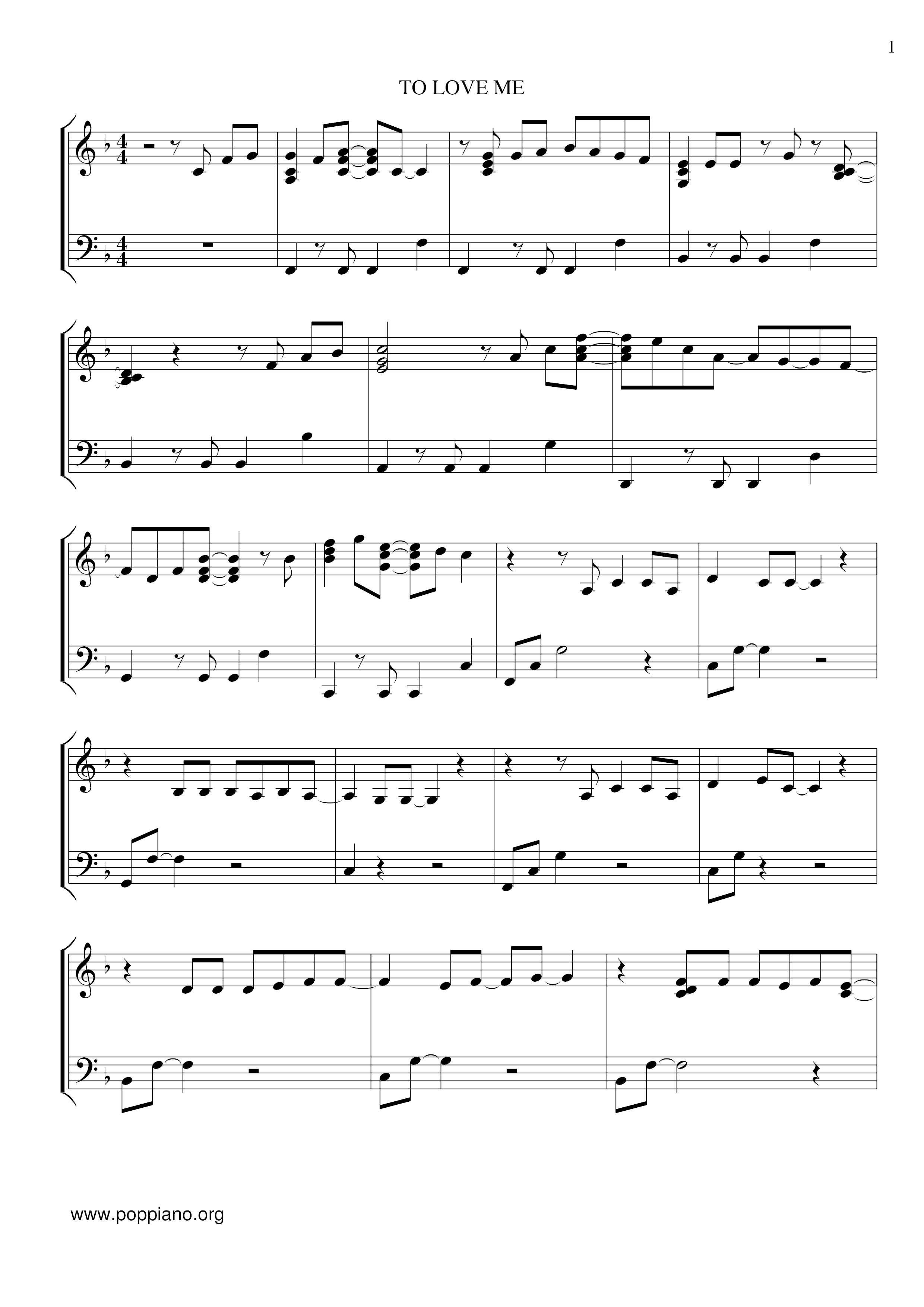 Heartstrings - To Love Me Score