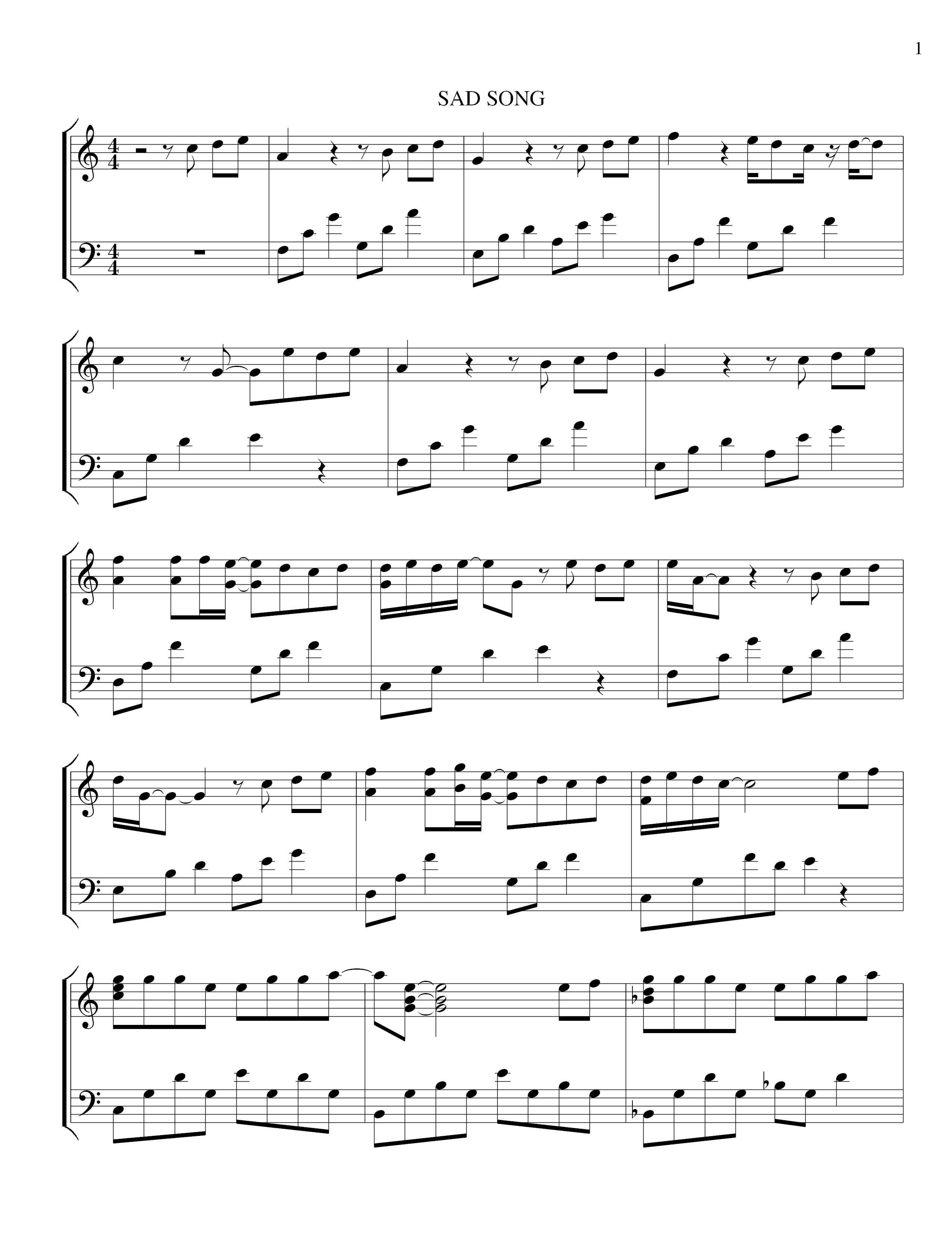 Sad Song Score