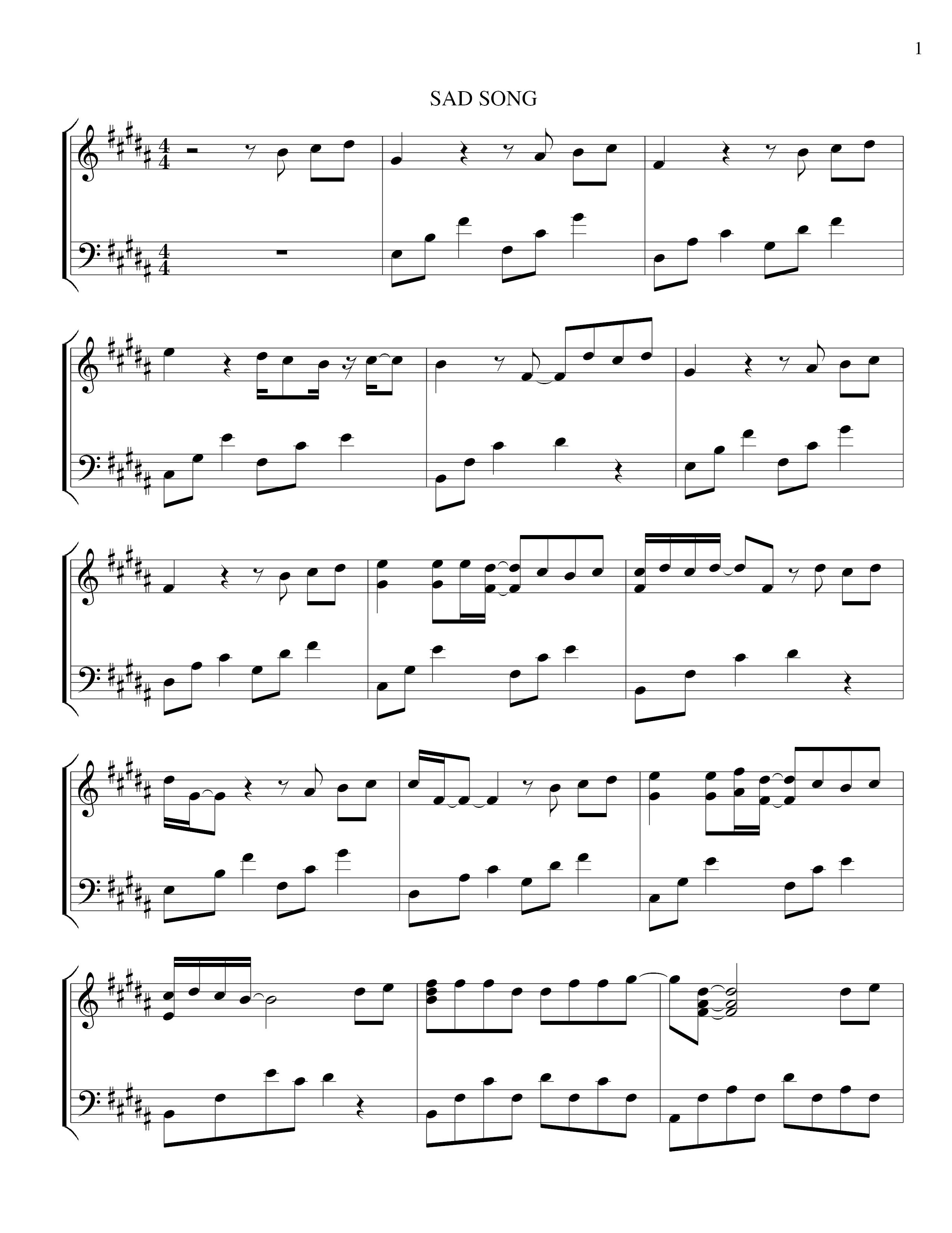 Sad Song Score