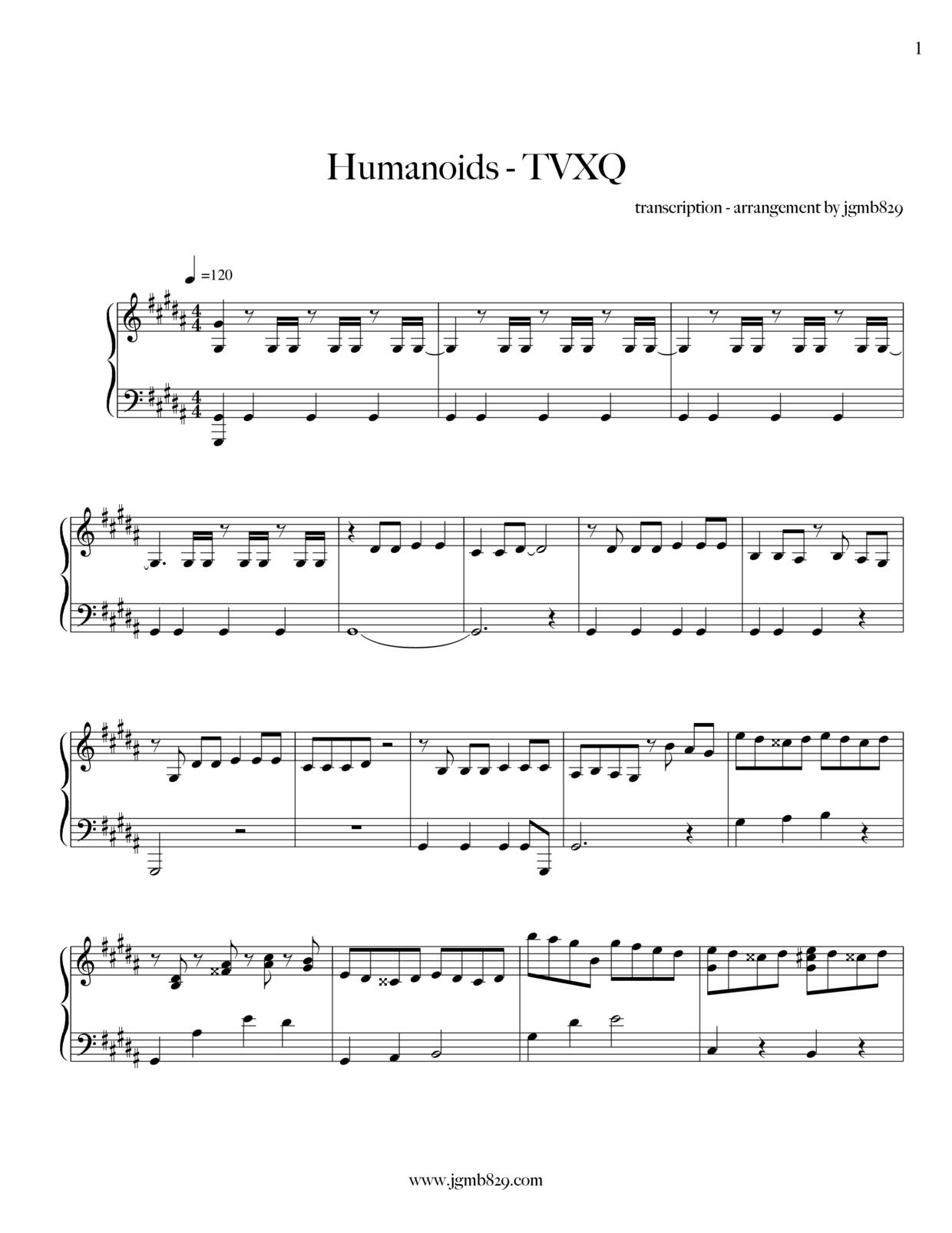 Humanoidsピアノ譜