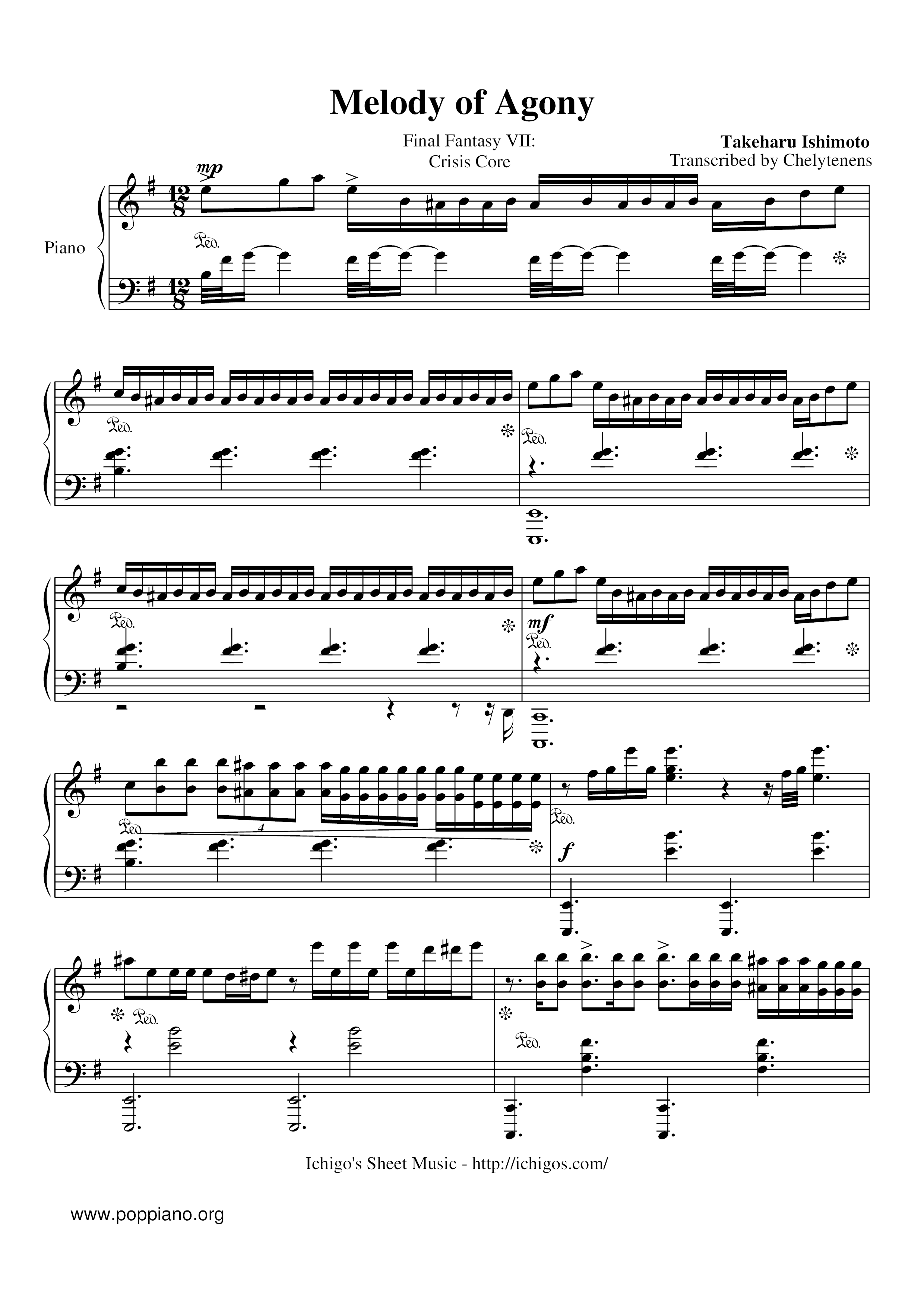 Melody of Agony琴譜