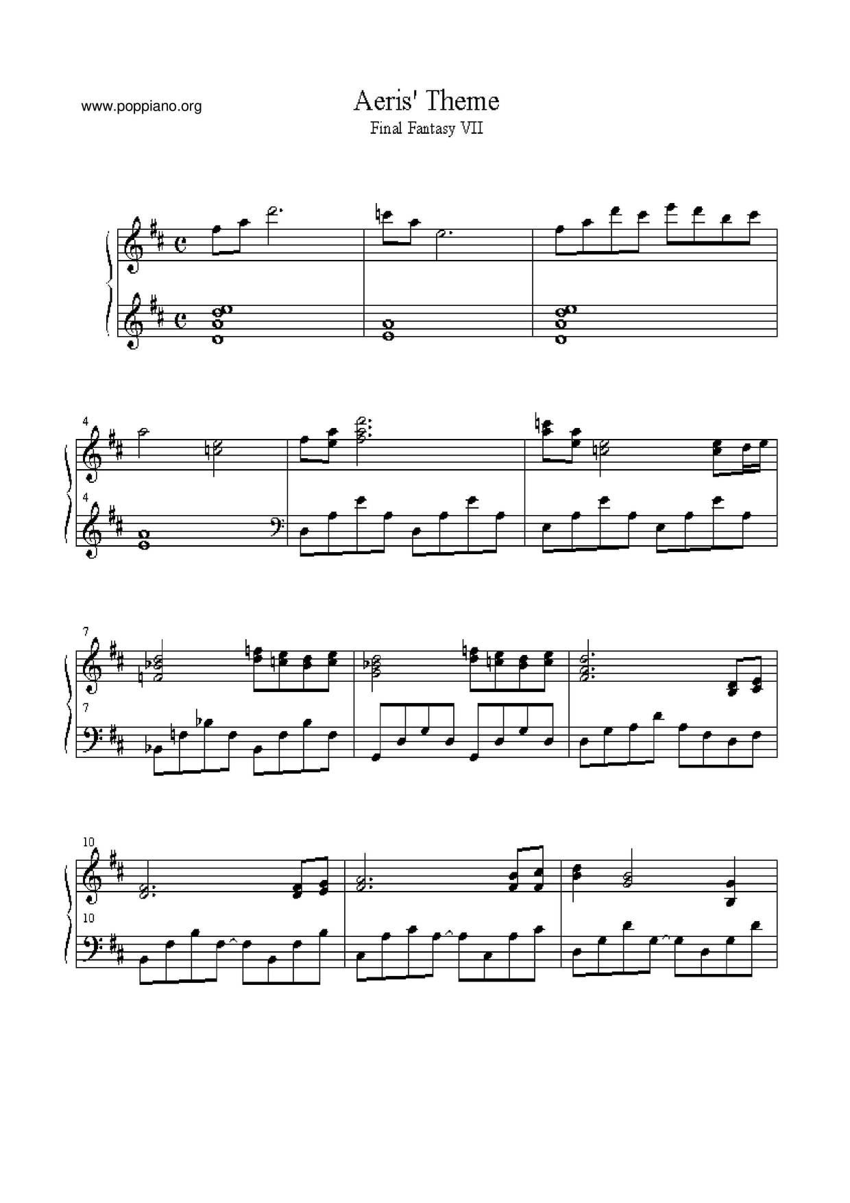 Aeris' Theme Score