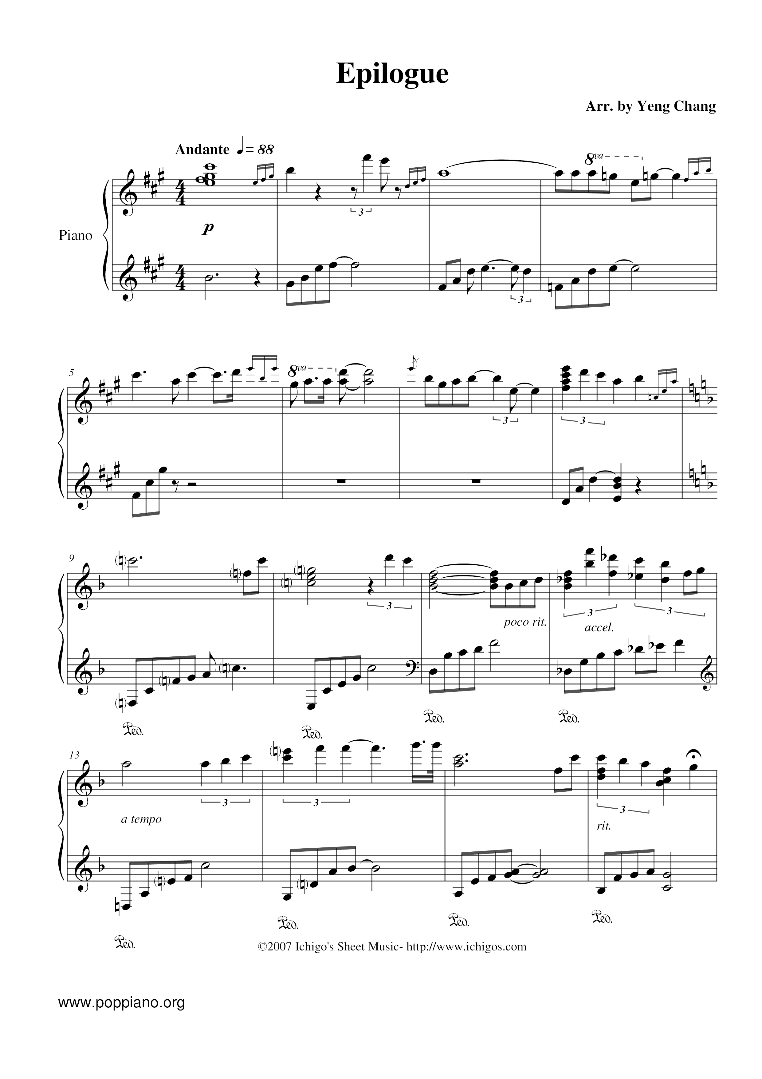 Epilogueピアノ譜