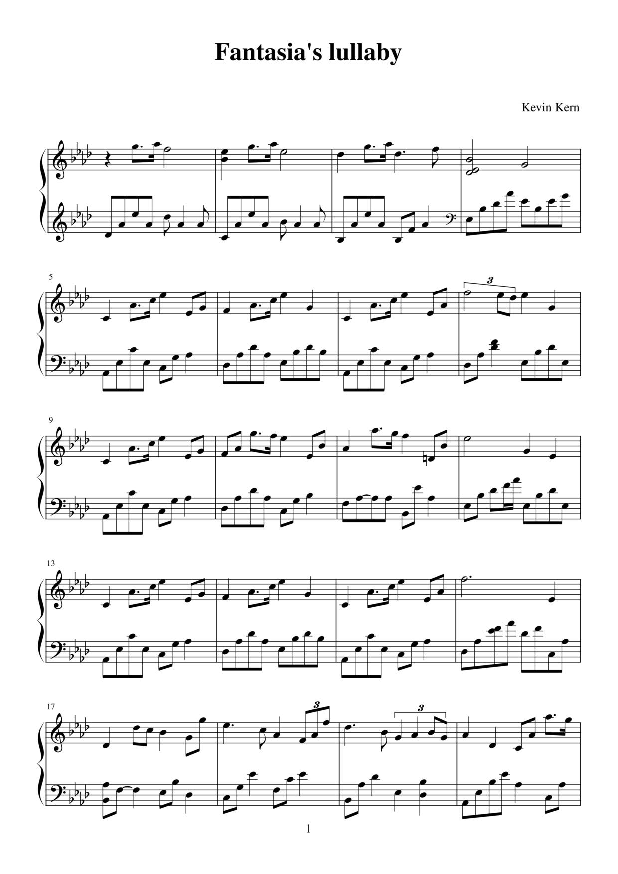 Fantasia's lullaby琴谱
