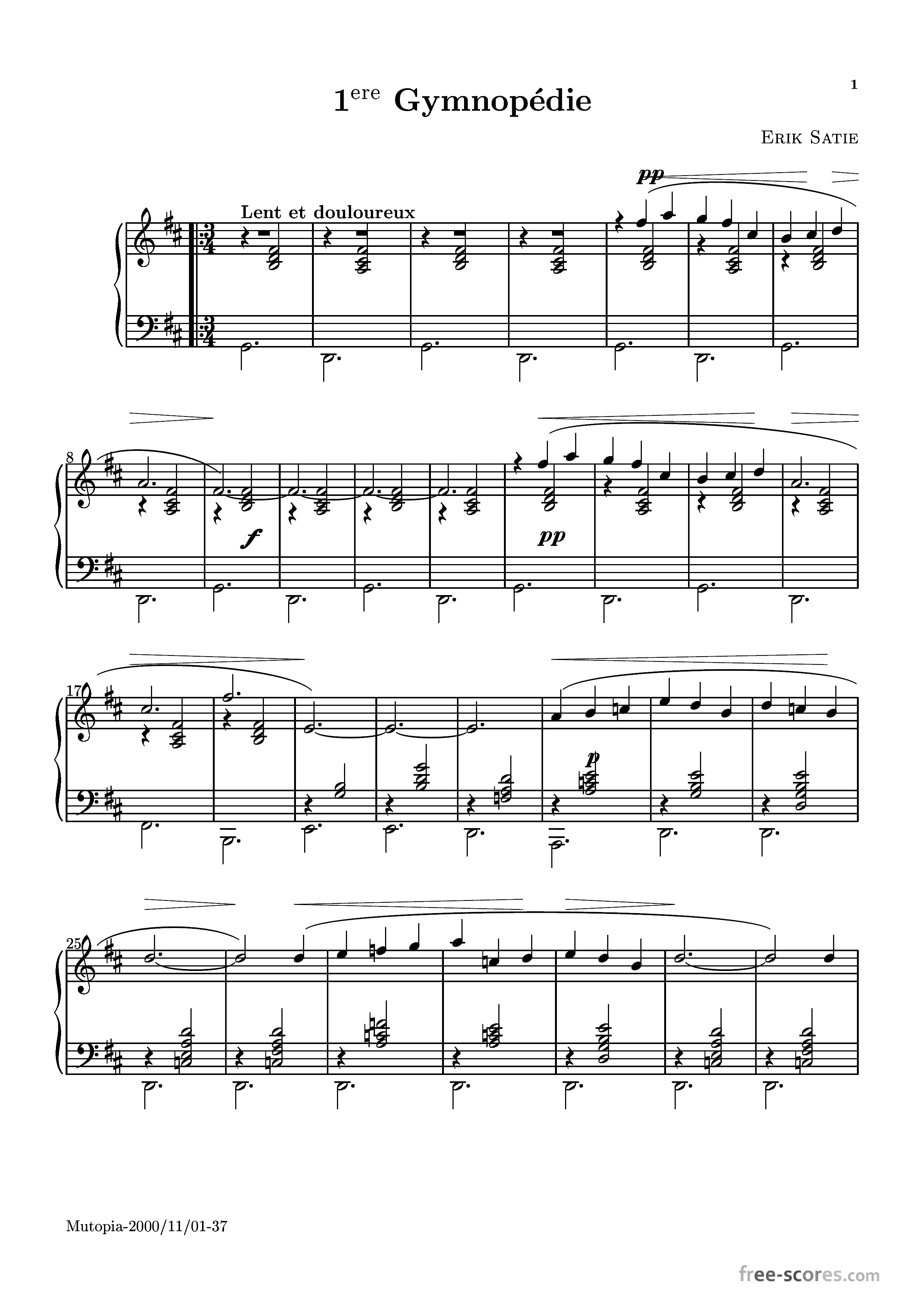 Gymnopedie No 1 Score