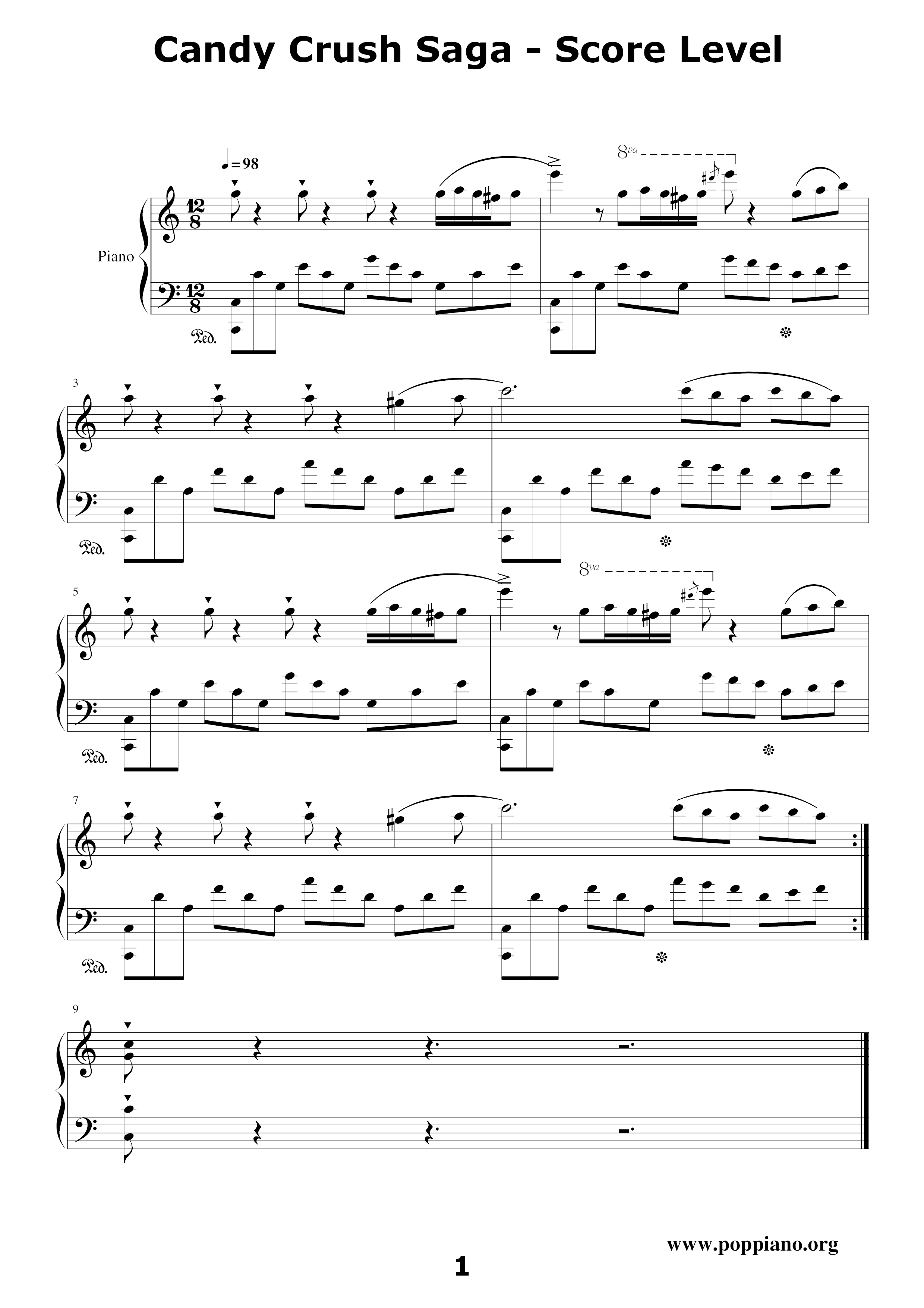 Candy Crush Saga - Score Levelピアノ譜