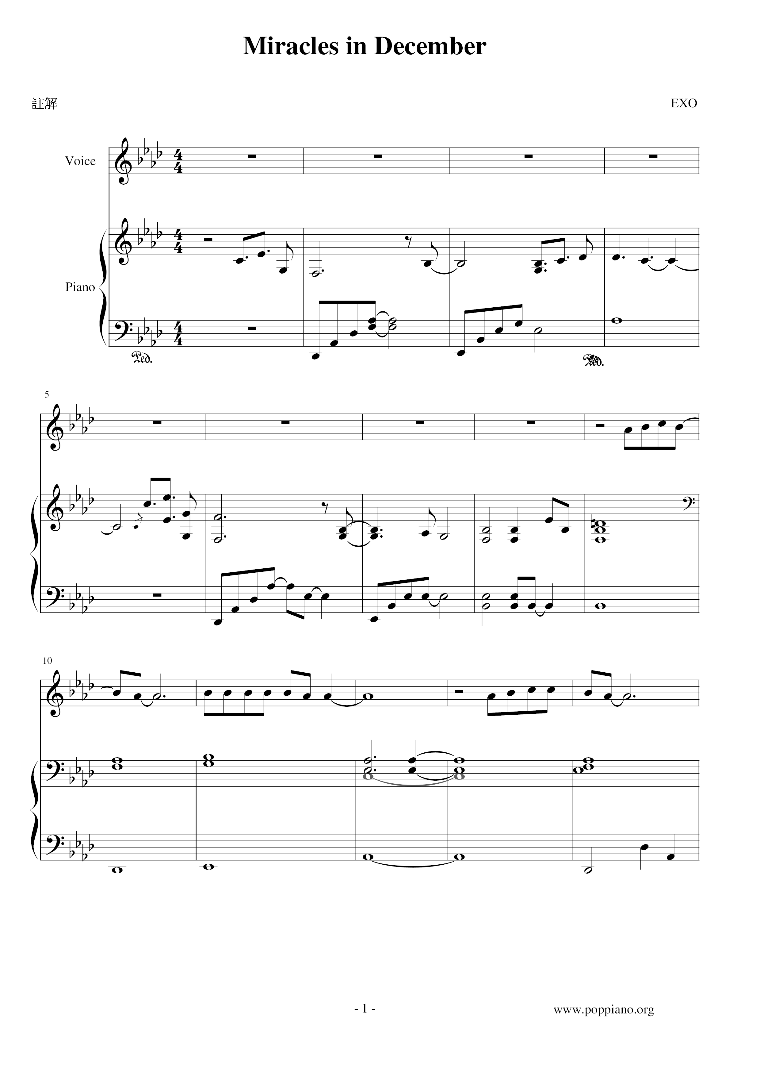 Miracles In December Score