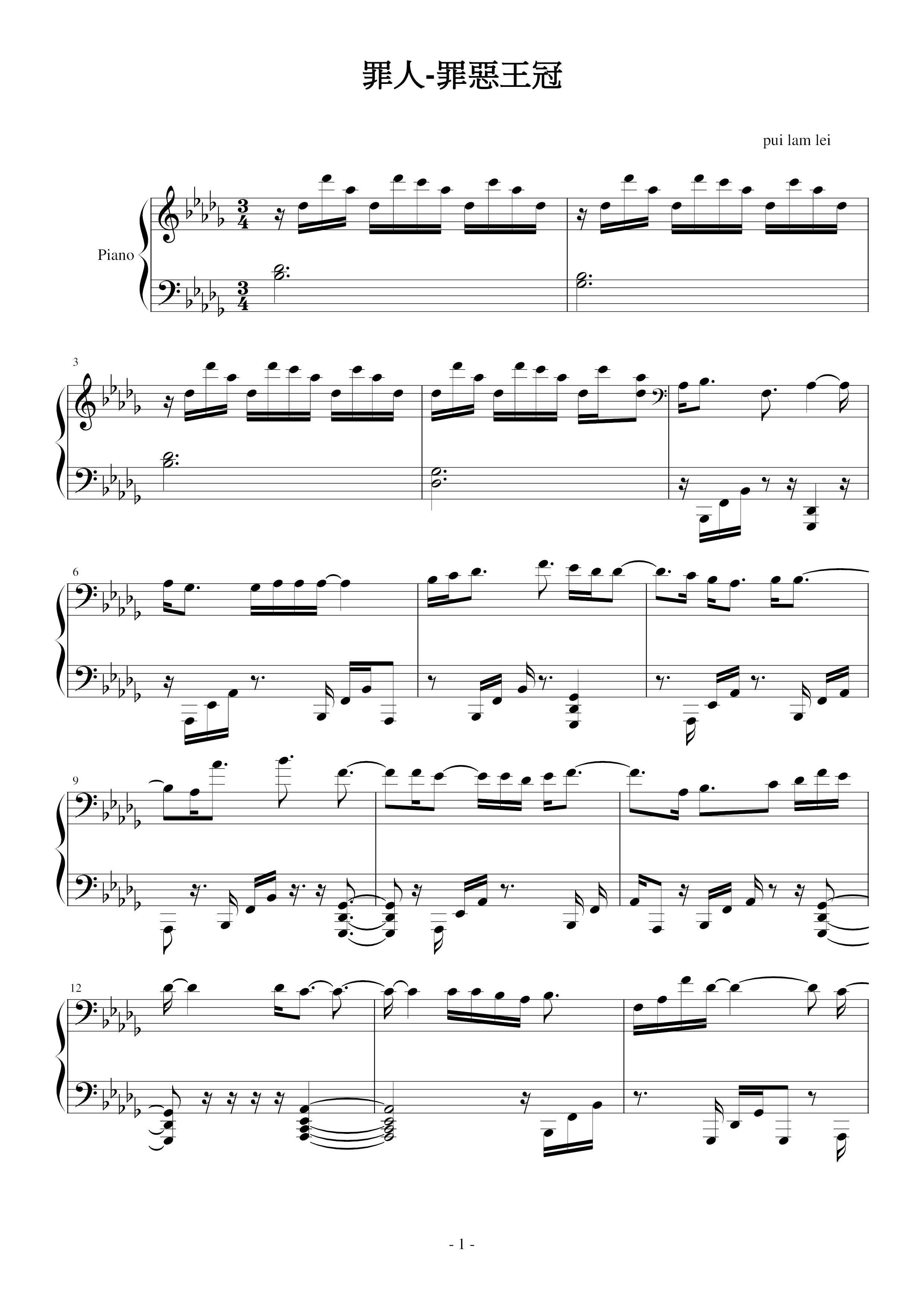 Crown Of The Original Sin-Sinner Score