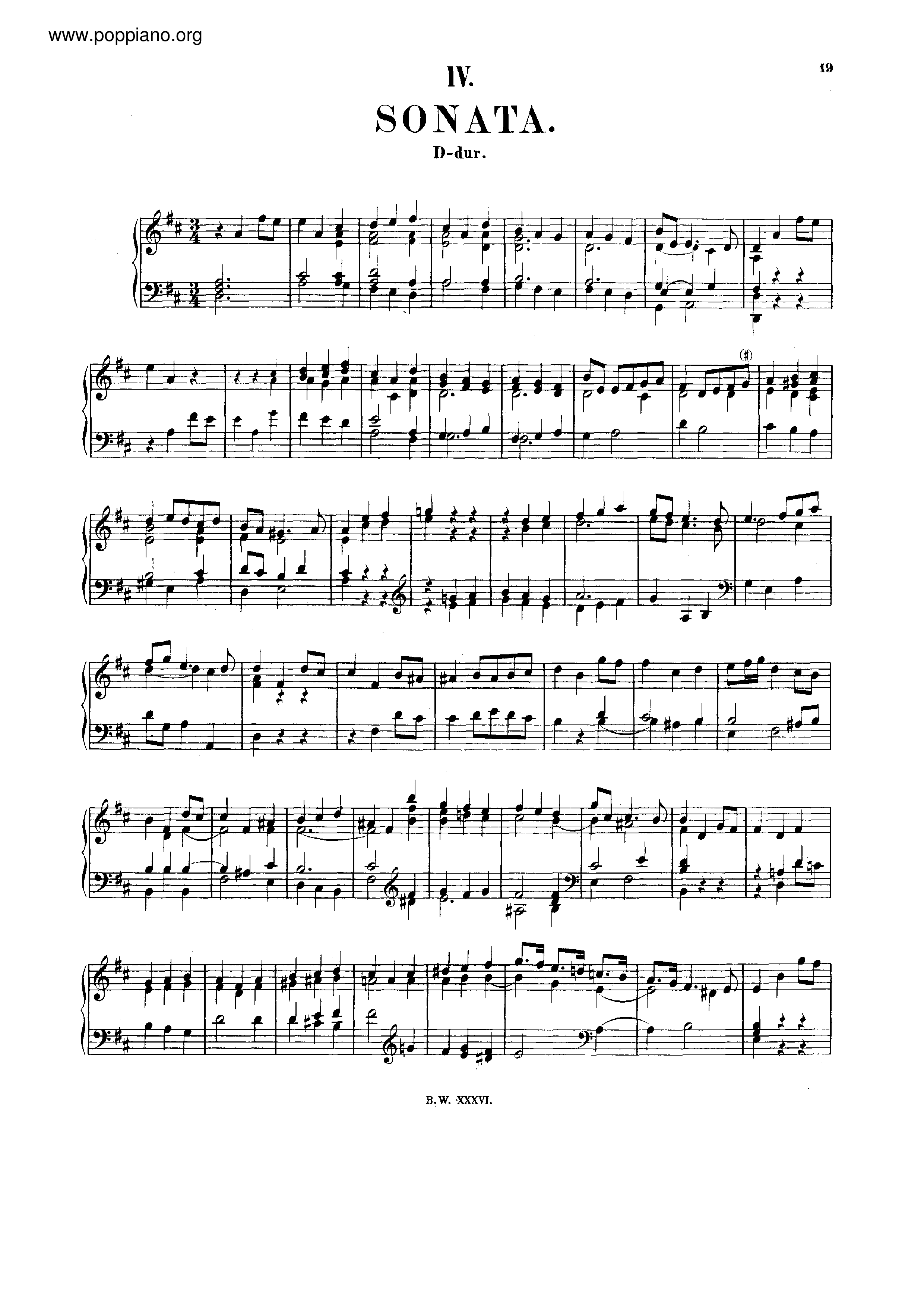 Sonata in D major, BWV 963琴譜