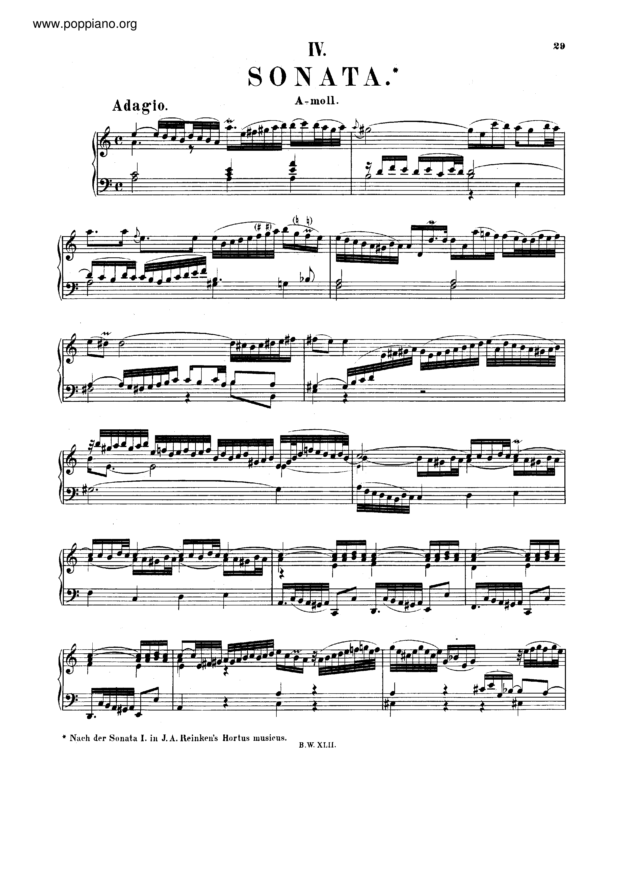 Sonata in A minor, BWV 965 Score