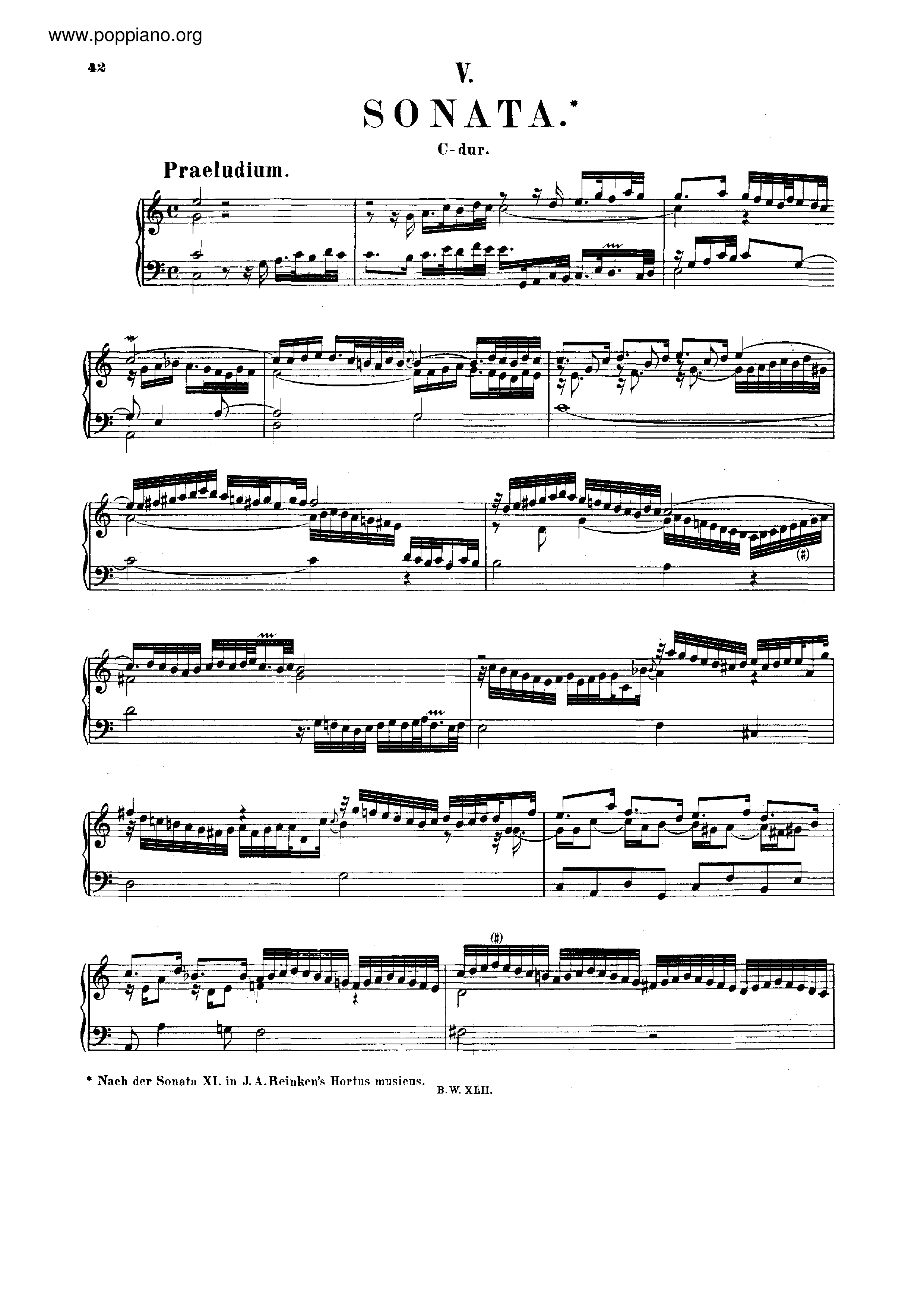 Sonata in C major, BWV 966 Score