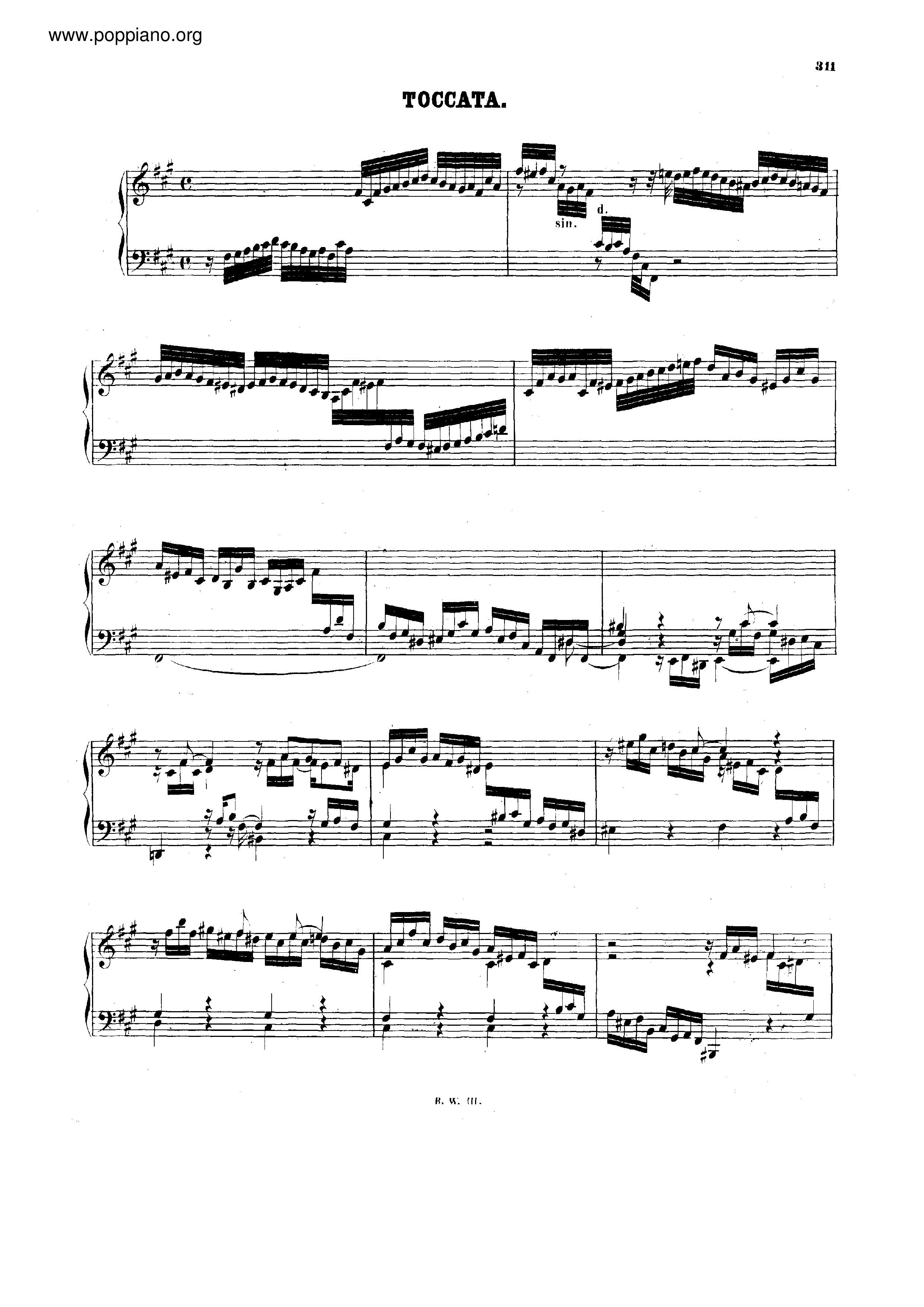 Toccata in F sharp major, BWV 910 Score