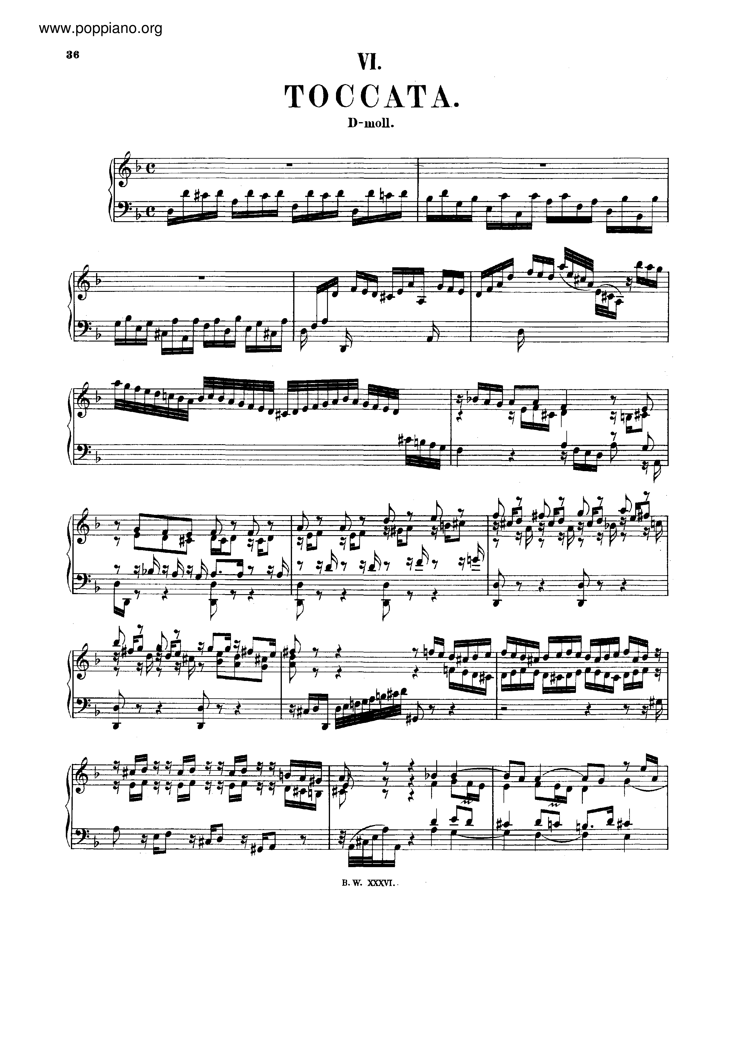 Toccata in D minor, BWV 913琴譜