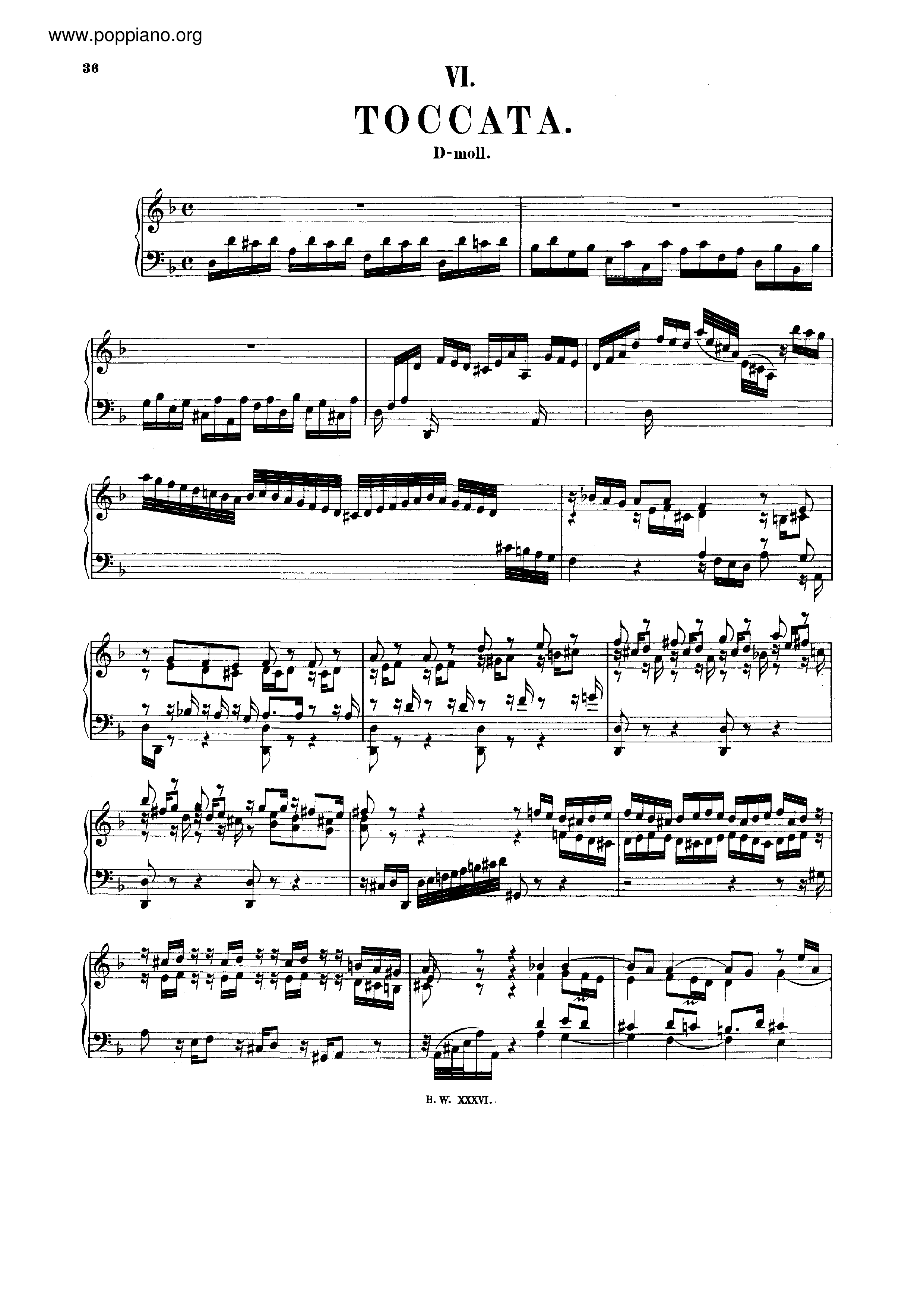 Toccata in D minor, BWV 913ピアノ譜