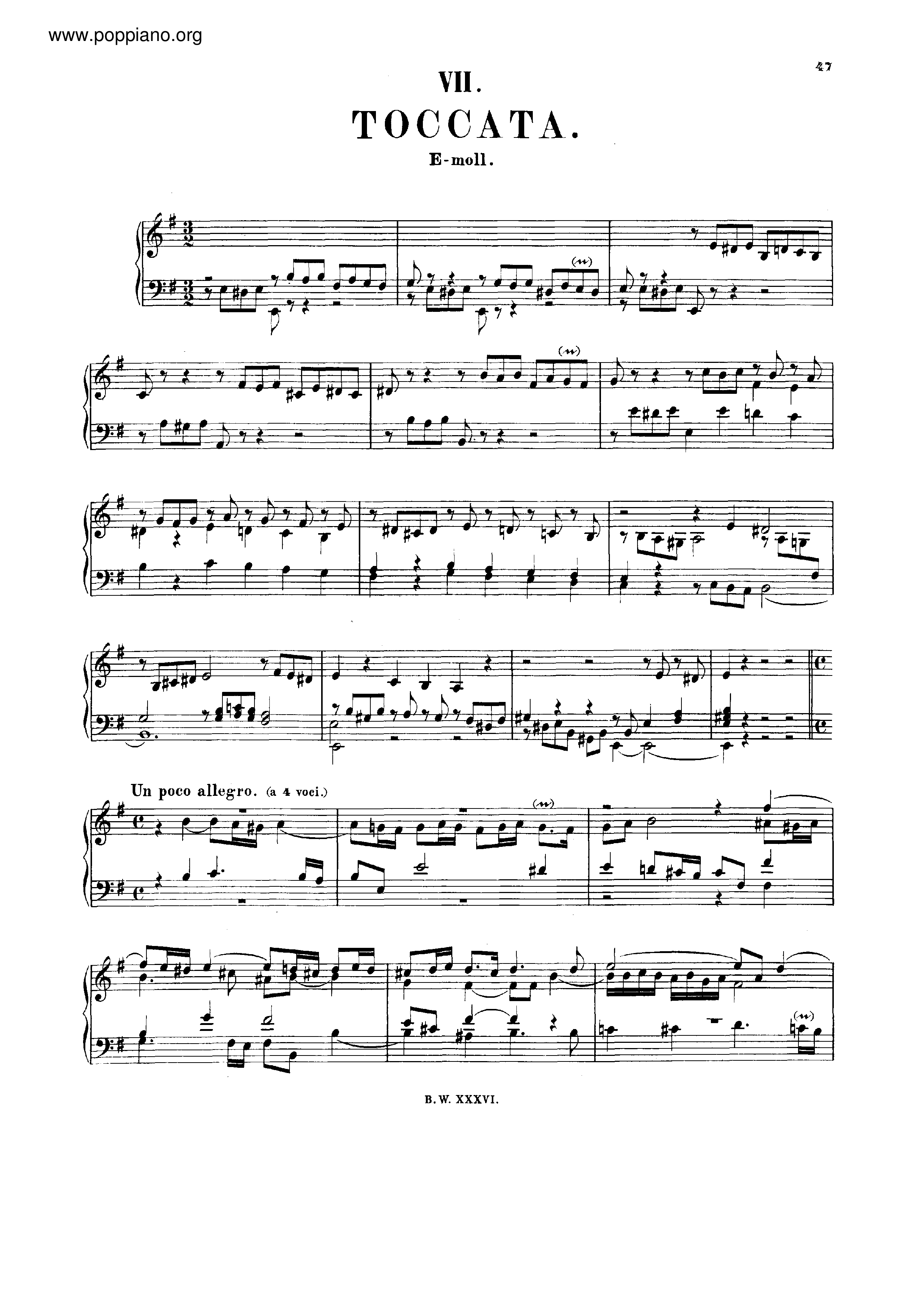 Toccata in E minor, BWV 914 Score