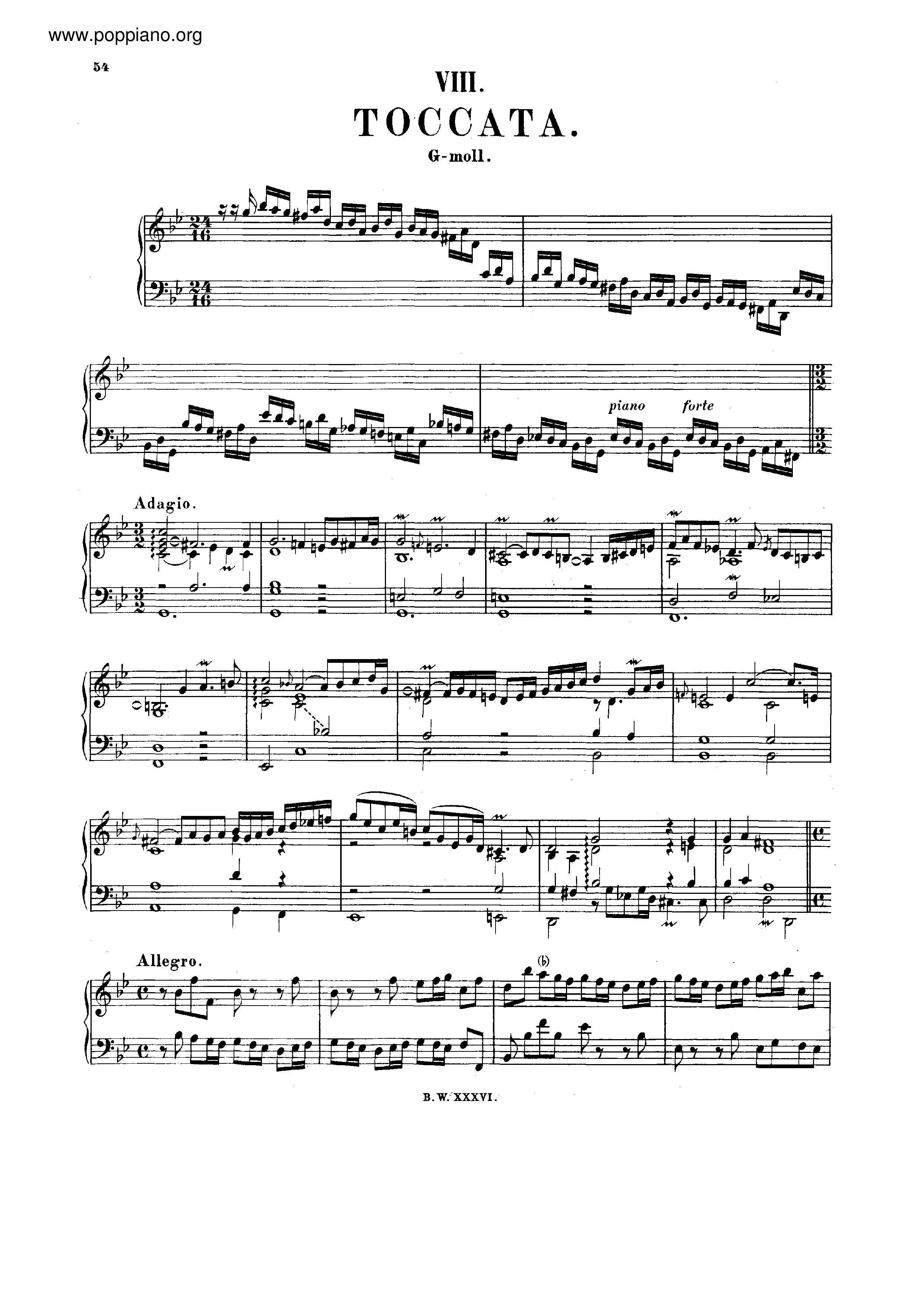 Toccata in G minor, BWV 915 Score