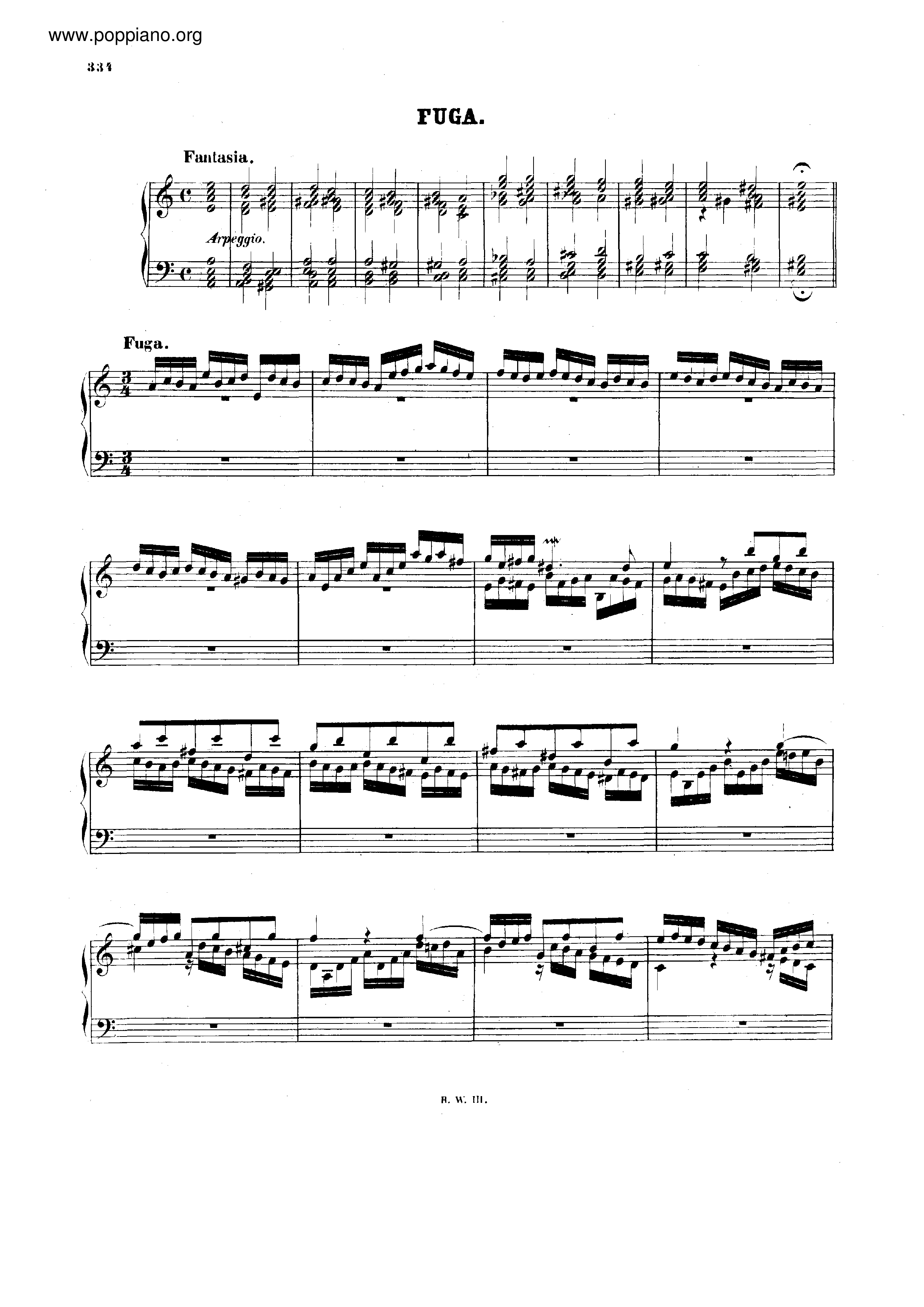 Fugue in A minor, BWV 944ピアノ譜