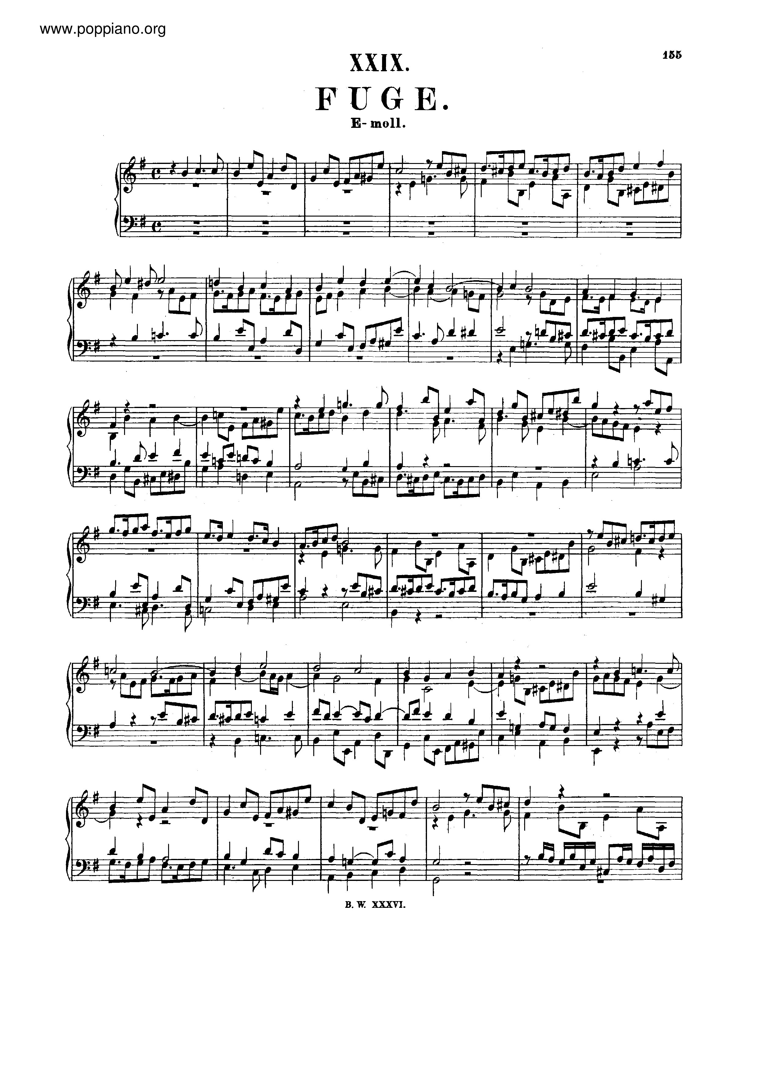 Fugue in E minor, BWV 945琴譜