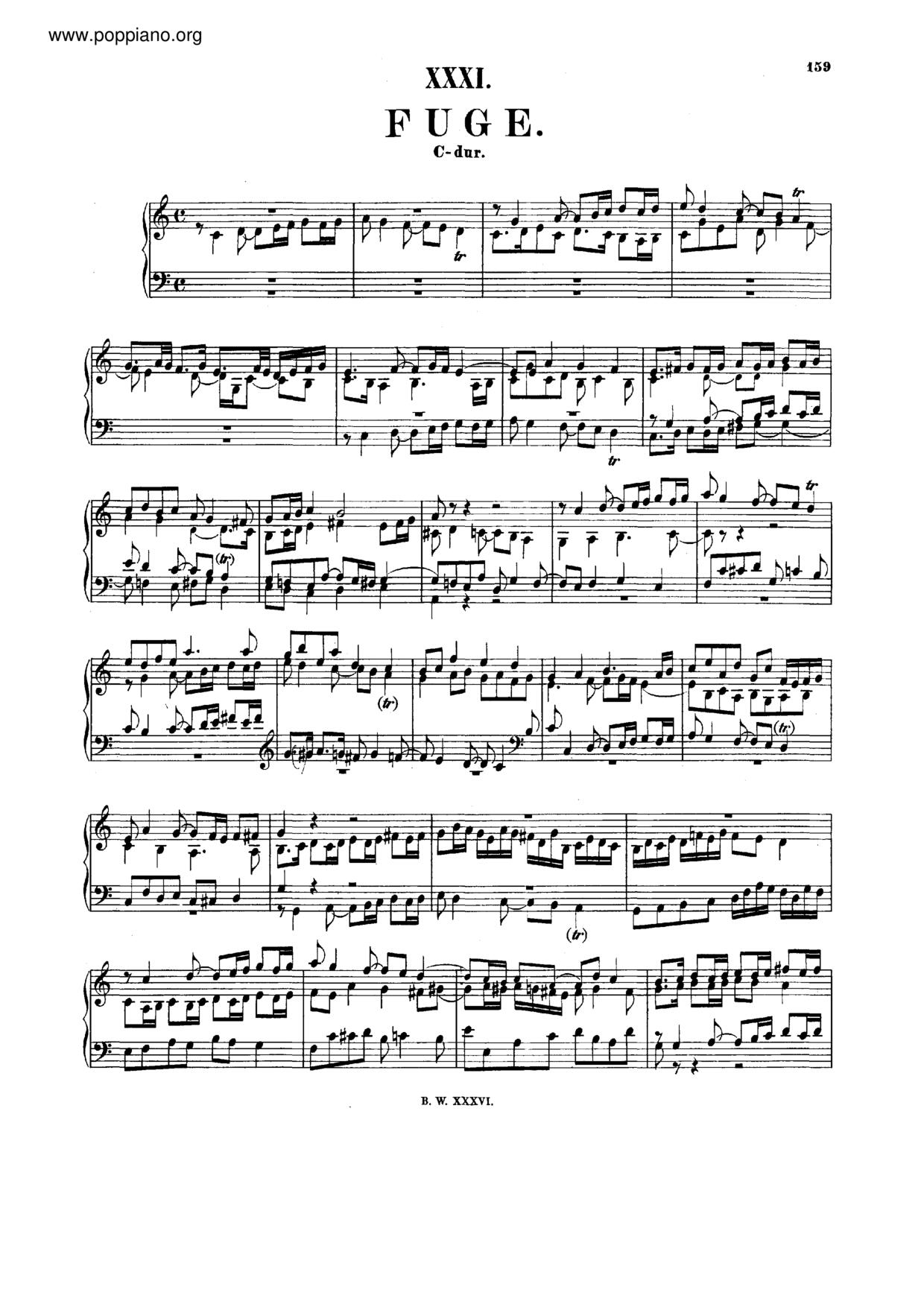 Fugue in C major, BWV 946琴谱