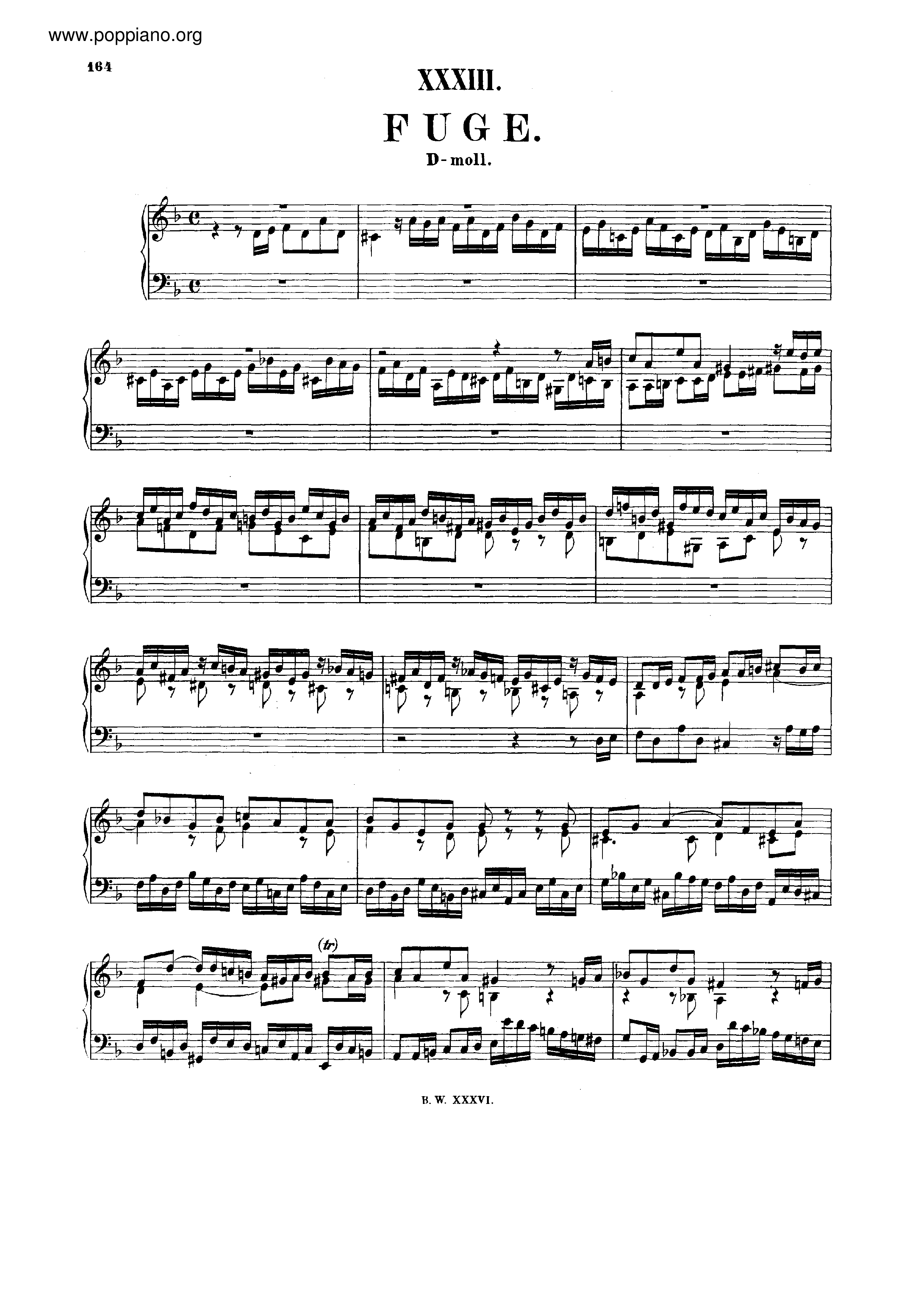 Fugue in D minor, BWV 948琴譜