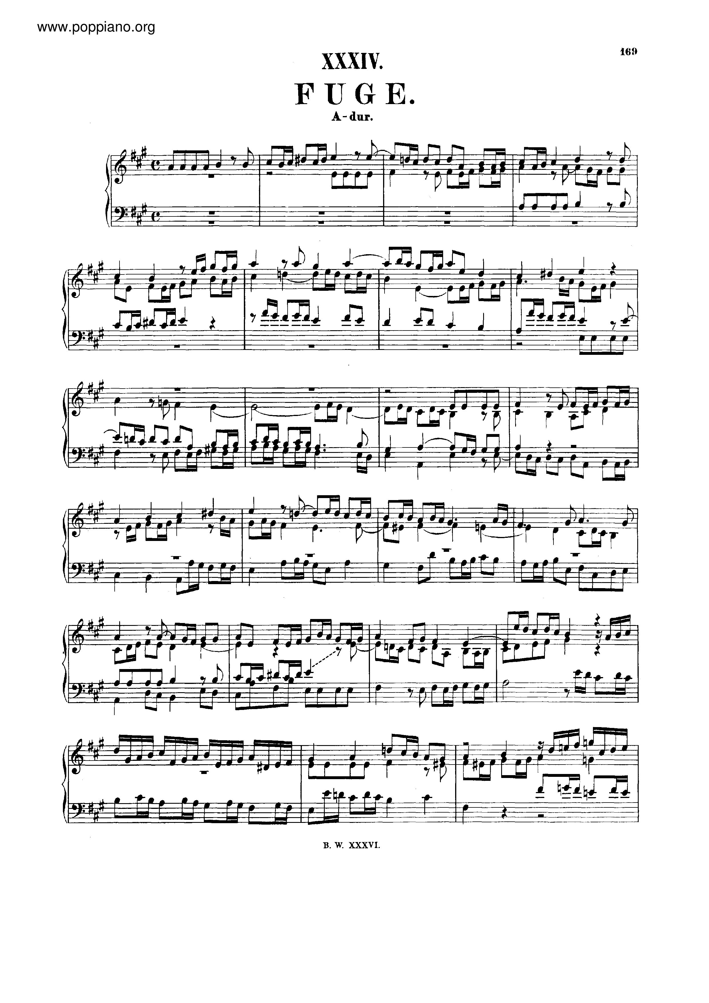 Fugue in A major, BWV 949ピアノ譜